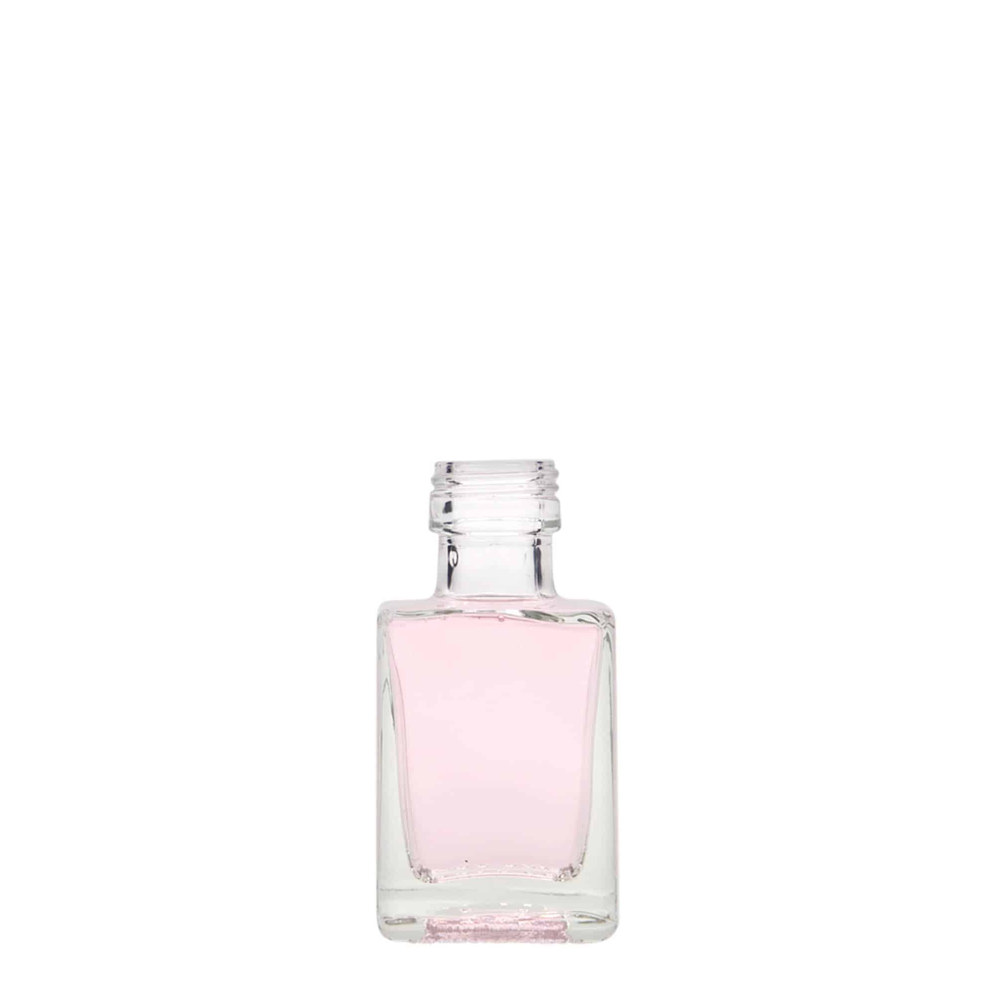 50 ml-es üvegpalack 'Cube', négyzet alakú, szájnyílás: PP 24