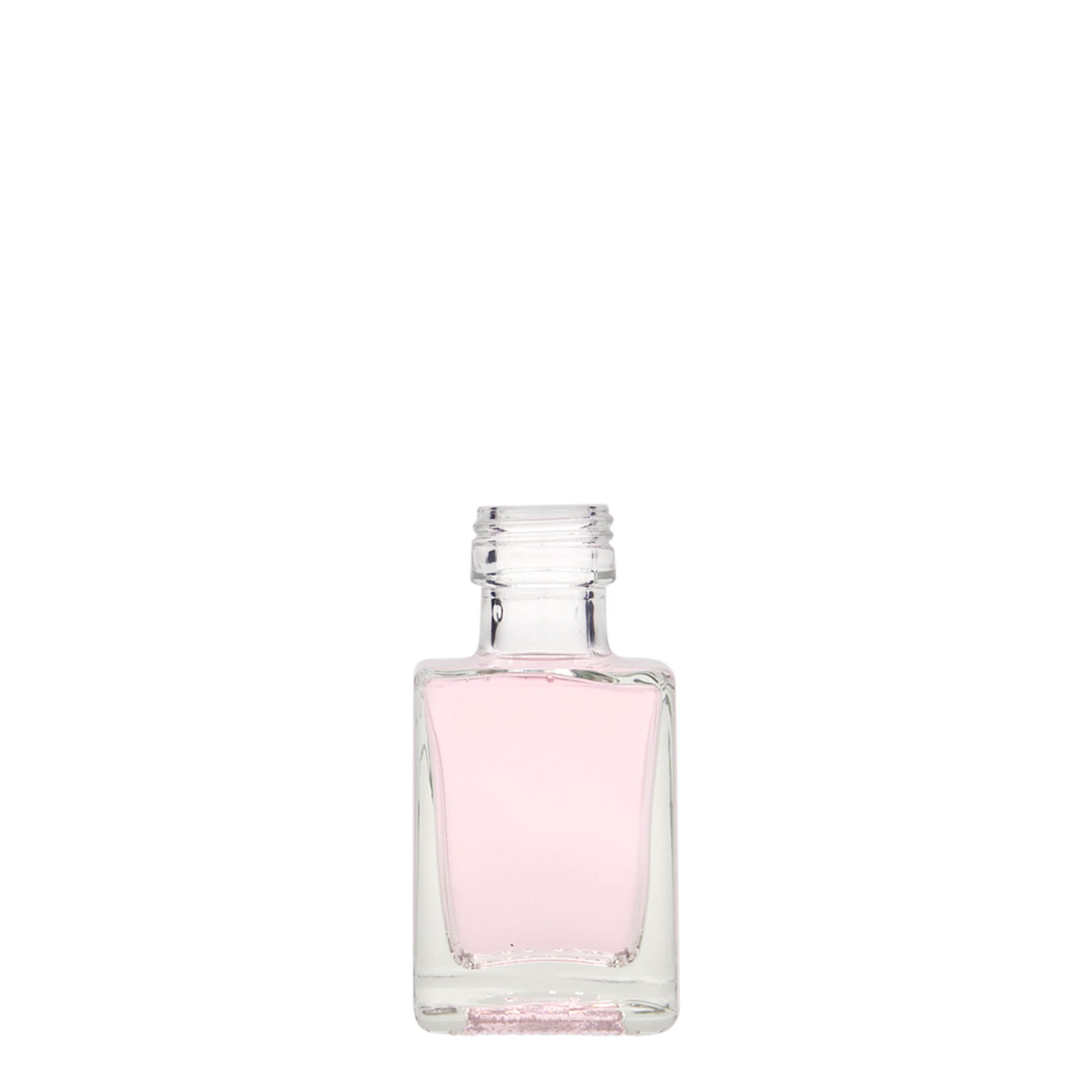 50 ml üvegpalack 'Cube', négyzet alakú, nyílás: PP 24