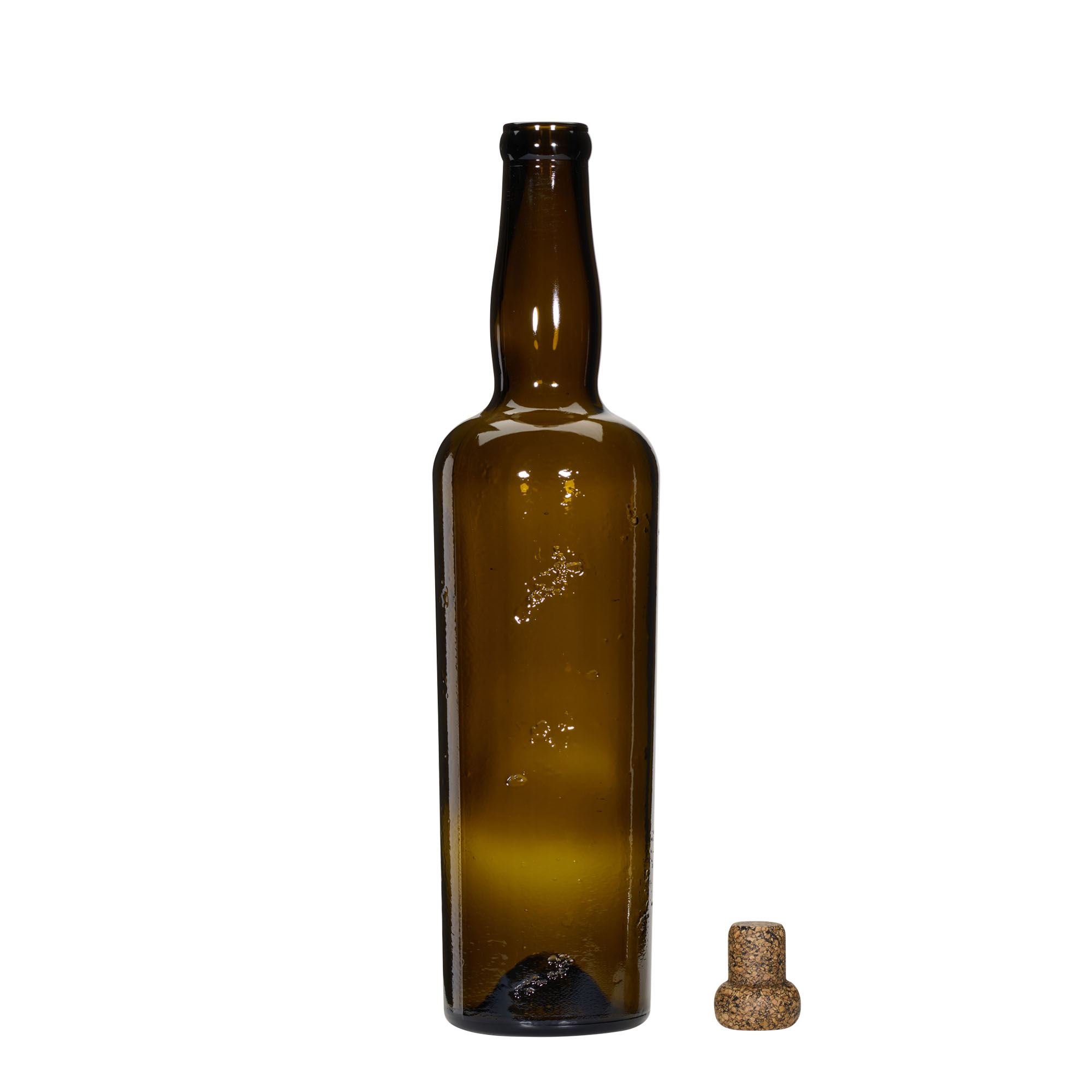 750 ml vadonatúj üvegpalack 'Siroco', barna, nyílás: parafa