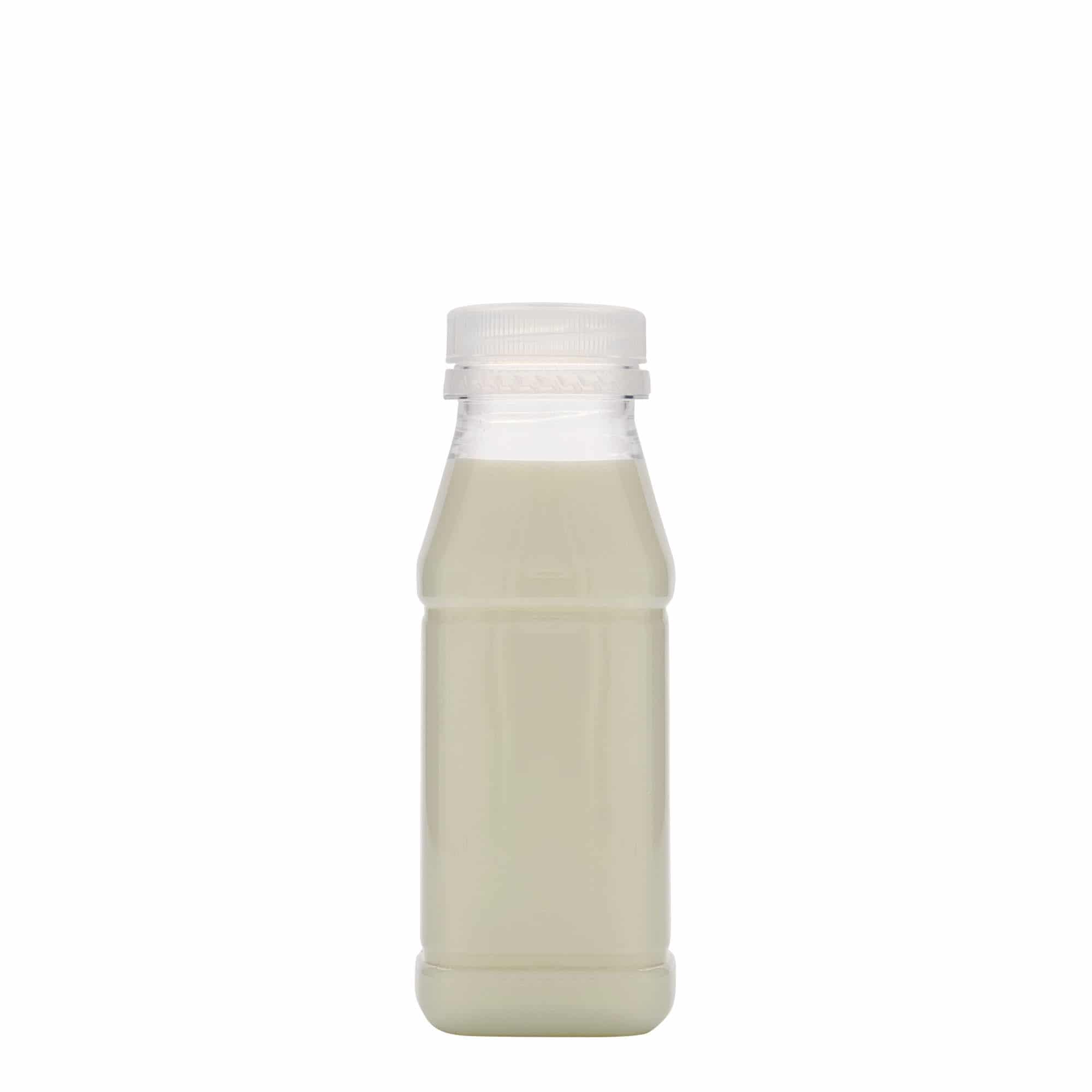 250 ml-es PET-palack 'Milk and Juice Carré', négyzet alakú, műanyag, szájnyílás: 38 mm