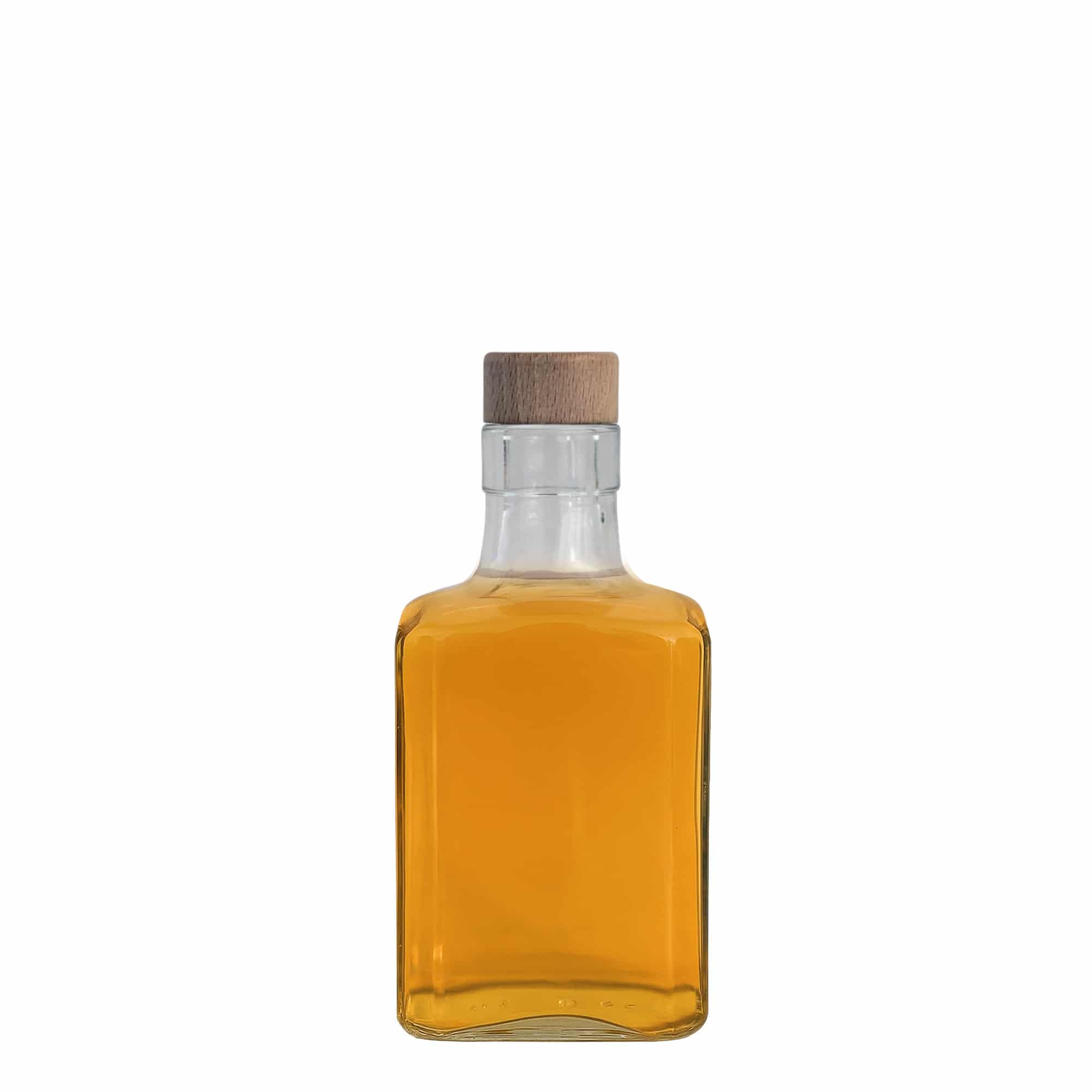 250 ml üvegpalack „Decanter Quadro felső peremmel”, szögletes, száj: parafa
