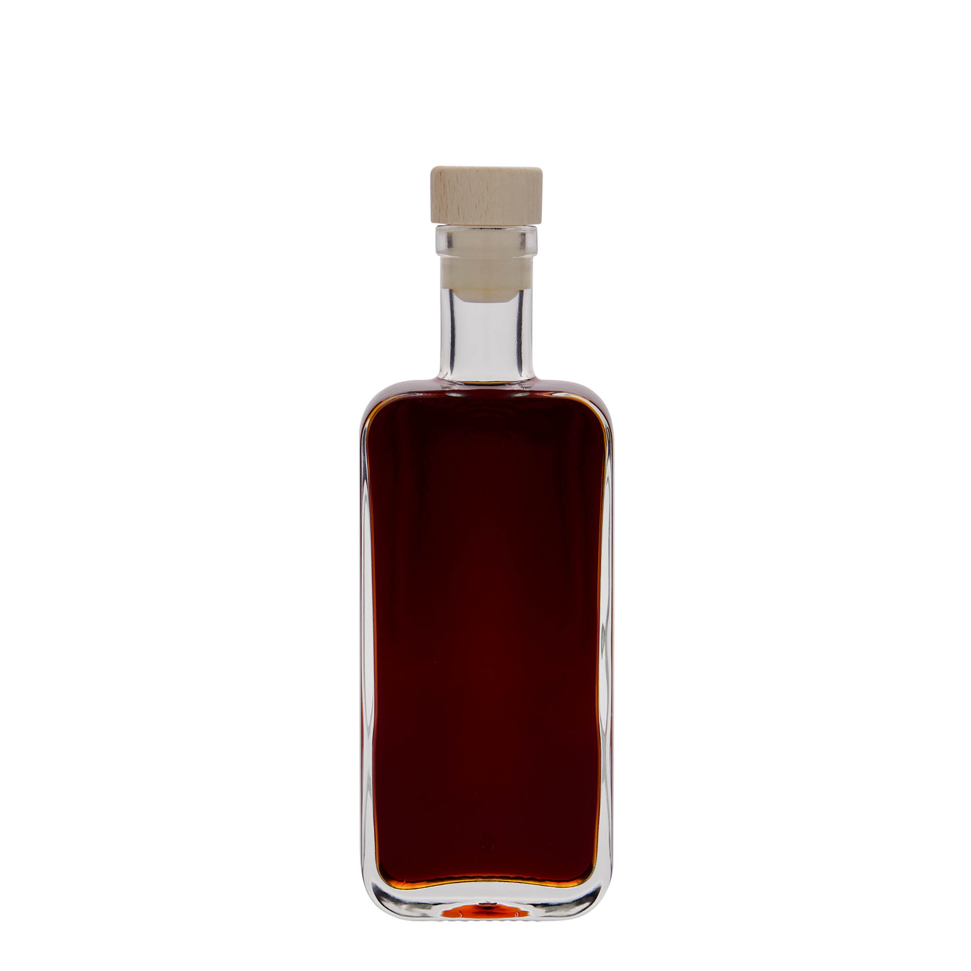 200 ml-es üvegpalack 'Nice', négyszögletű, szájnyílás: parafadugó