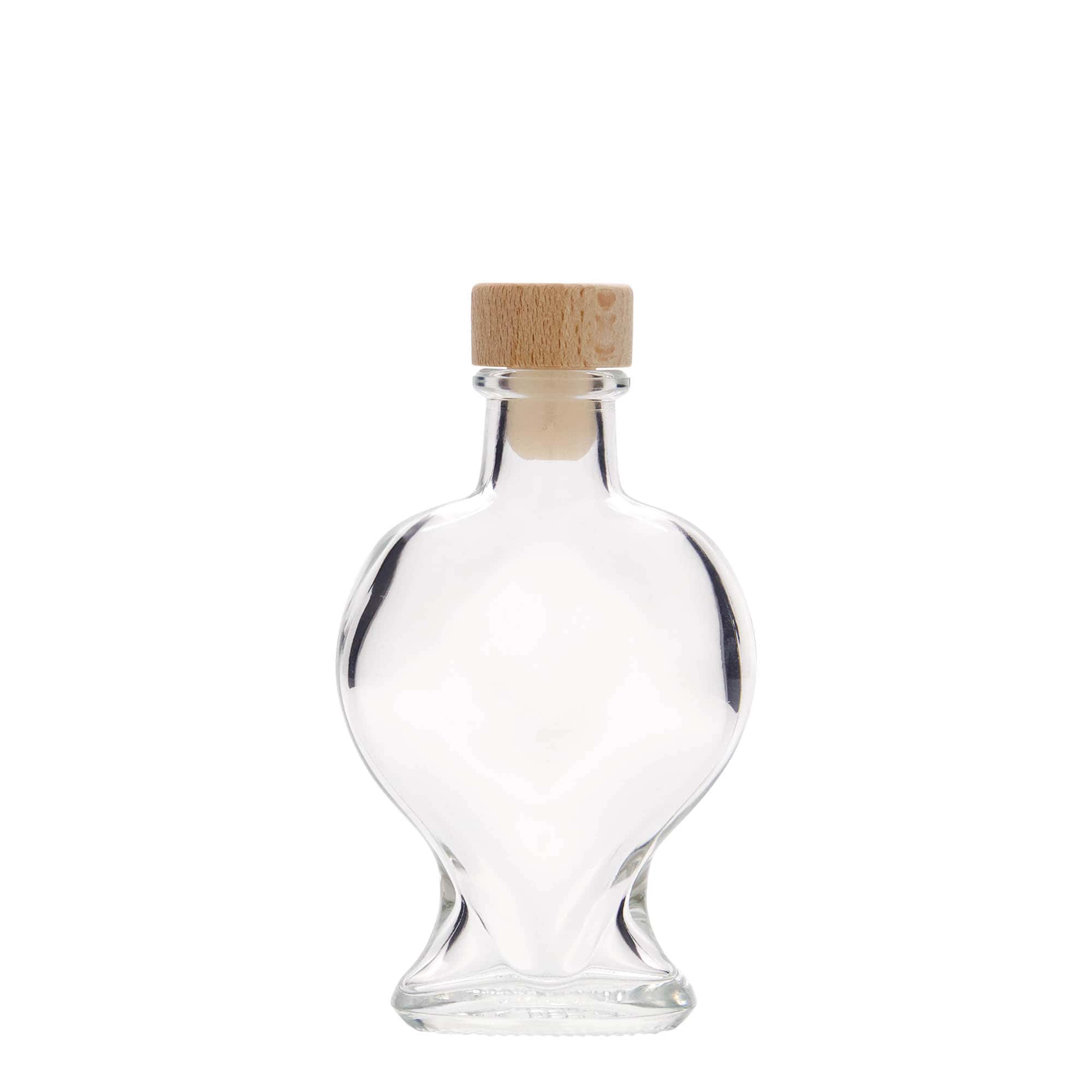100 ml üvegpalack 'Szív', nyak: parafa