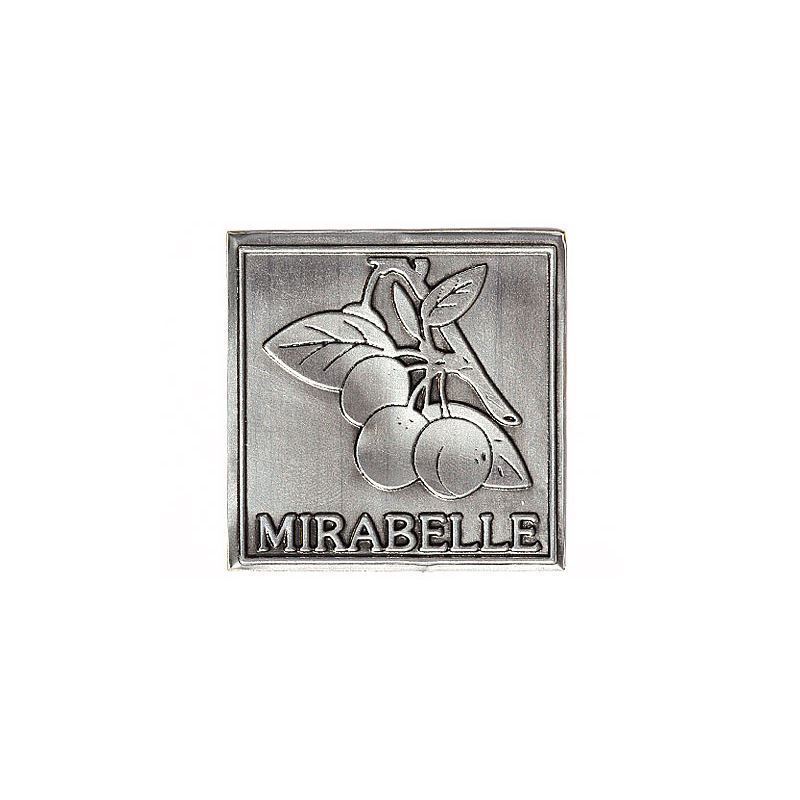 Óncímke 'Mirabellszilva', négyzet alakú, fém, ezüst