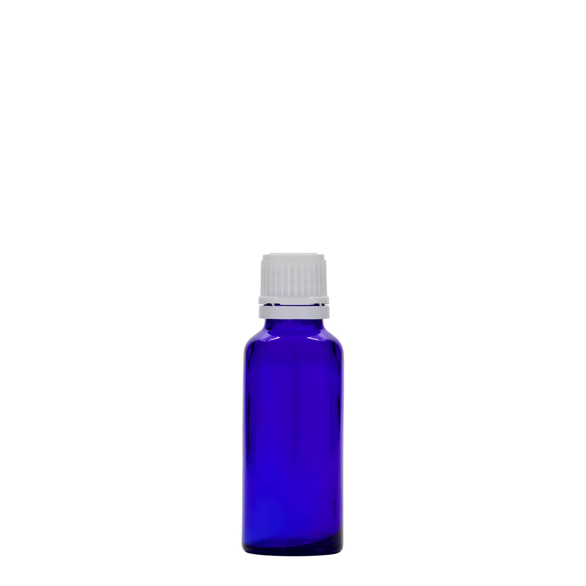 30 ml-es patikai üveg, üveg, királykék, szájnyílás: DIN 18
