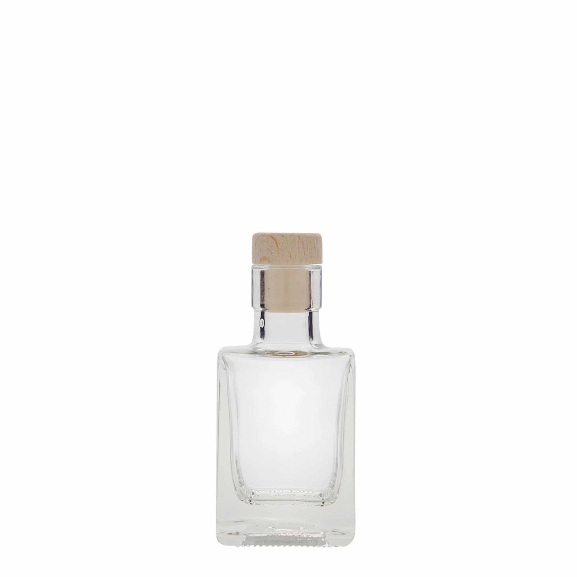50 ml üveges palack 'Cube', négyszögletes, nyílás: parafa