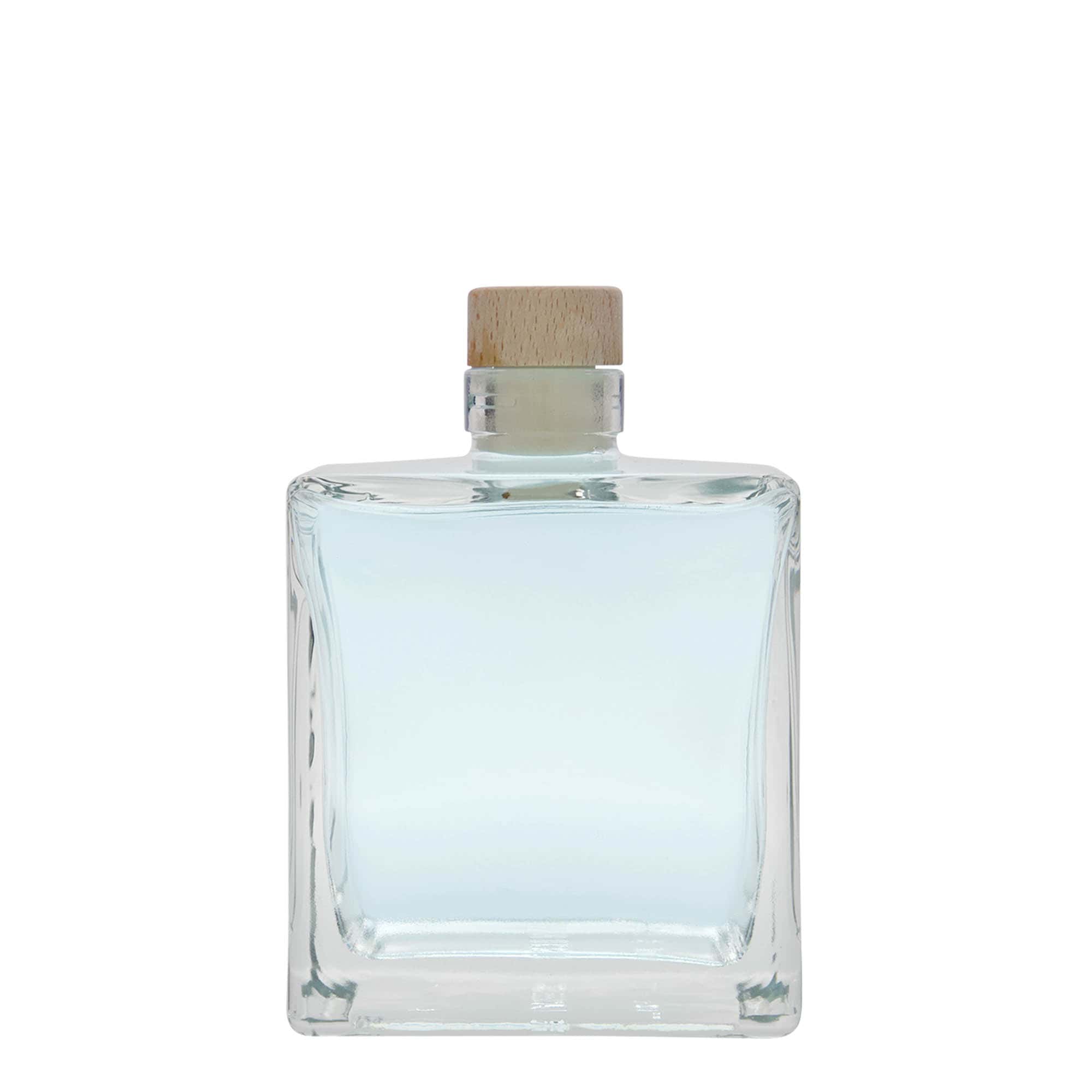 500 ml-es üvegpalack 'Cube', négyzet alakú, szájnyílás: parafadugó