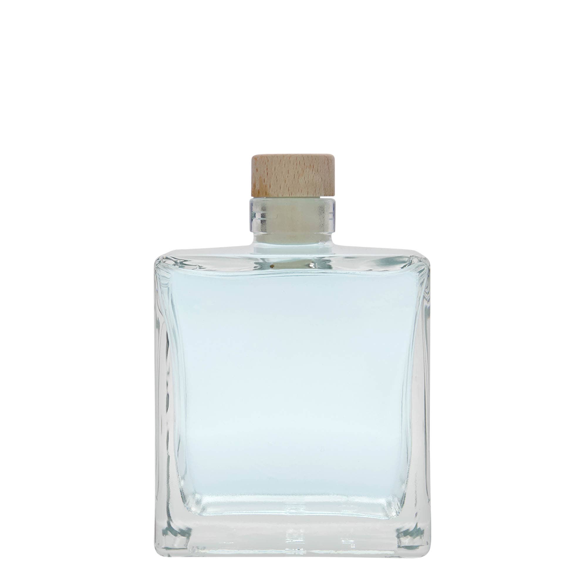500 ml üvegpalack 'Cube', négyzet alakú, nyílás: parafa
