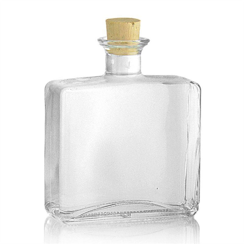 500 ml-es üvegpalack 'Julia', négyszögletű, szájnyílás: parafadugó