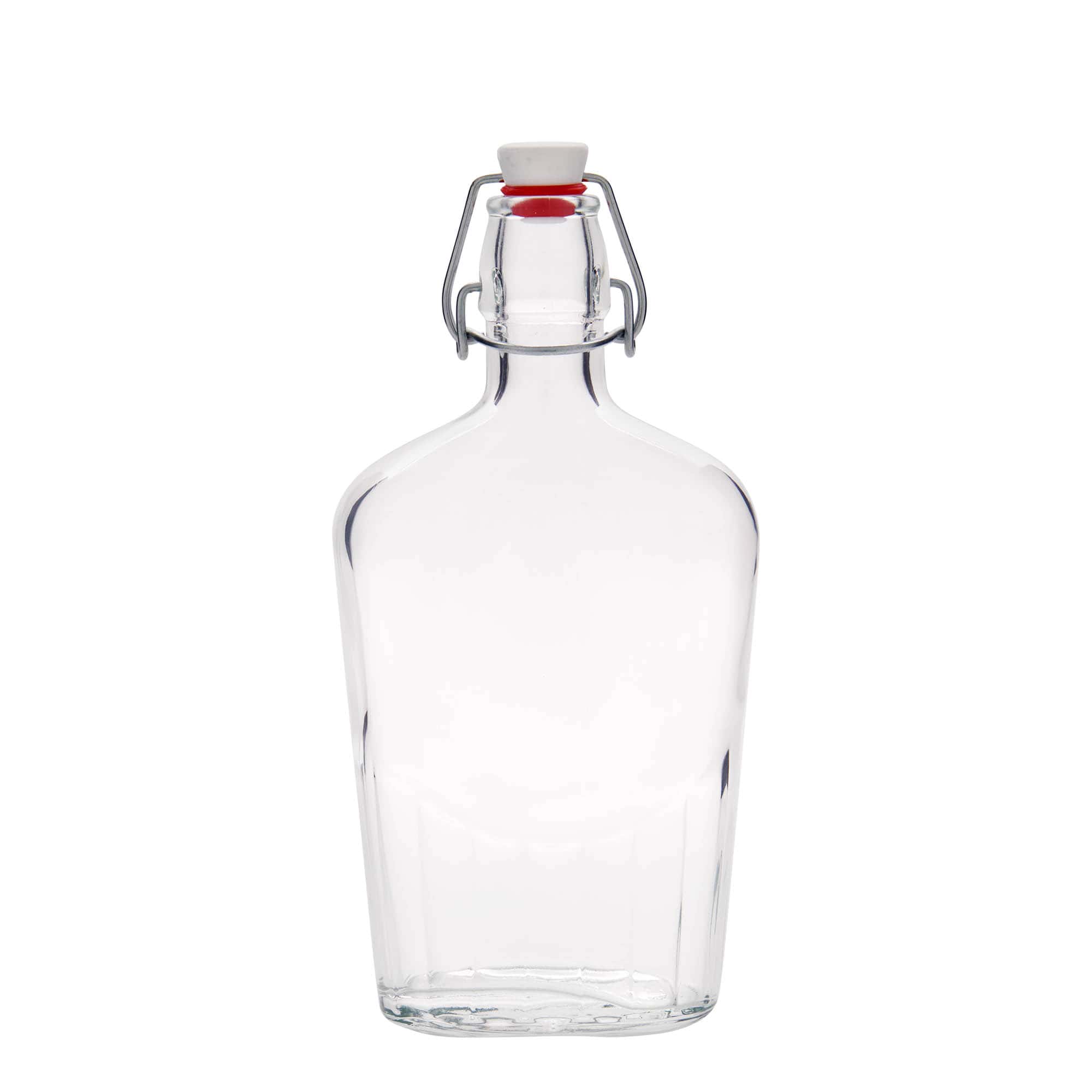 500 ml üvegpalack 'Fiaschetta', ovális, nyílás: patentzár