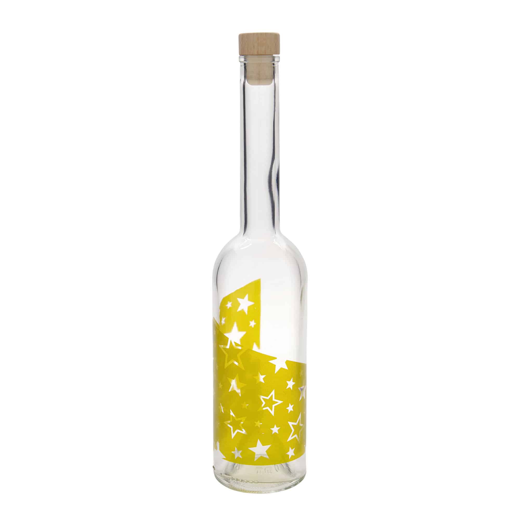 500 ml üvegpalack 'Opera', motívum: aranycsillagok, nyílás: parafa