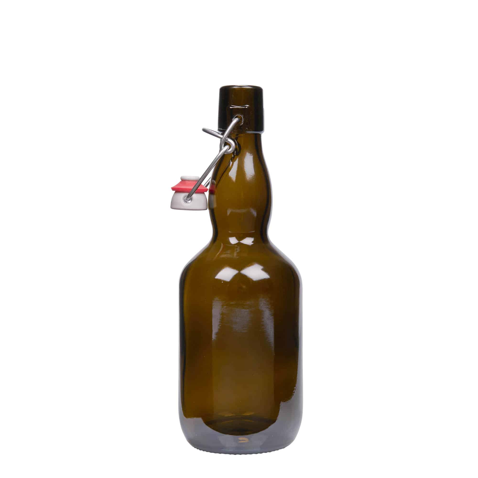 500 ml-es belga sörösüveg, üveg, antikzöld, szájnyílás: csatos zár