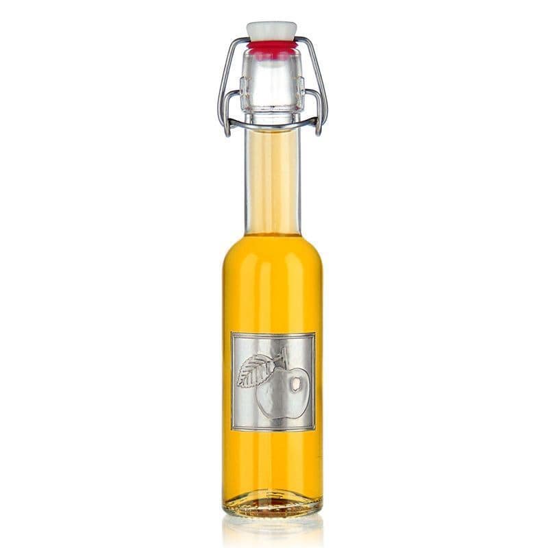 Óntábla címke 'Alma', négyzet alakú, fém, ezüst