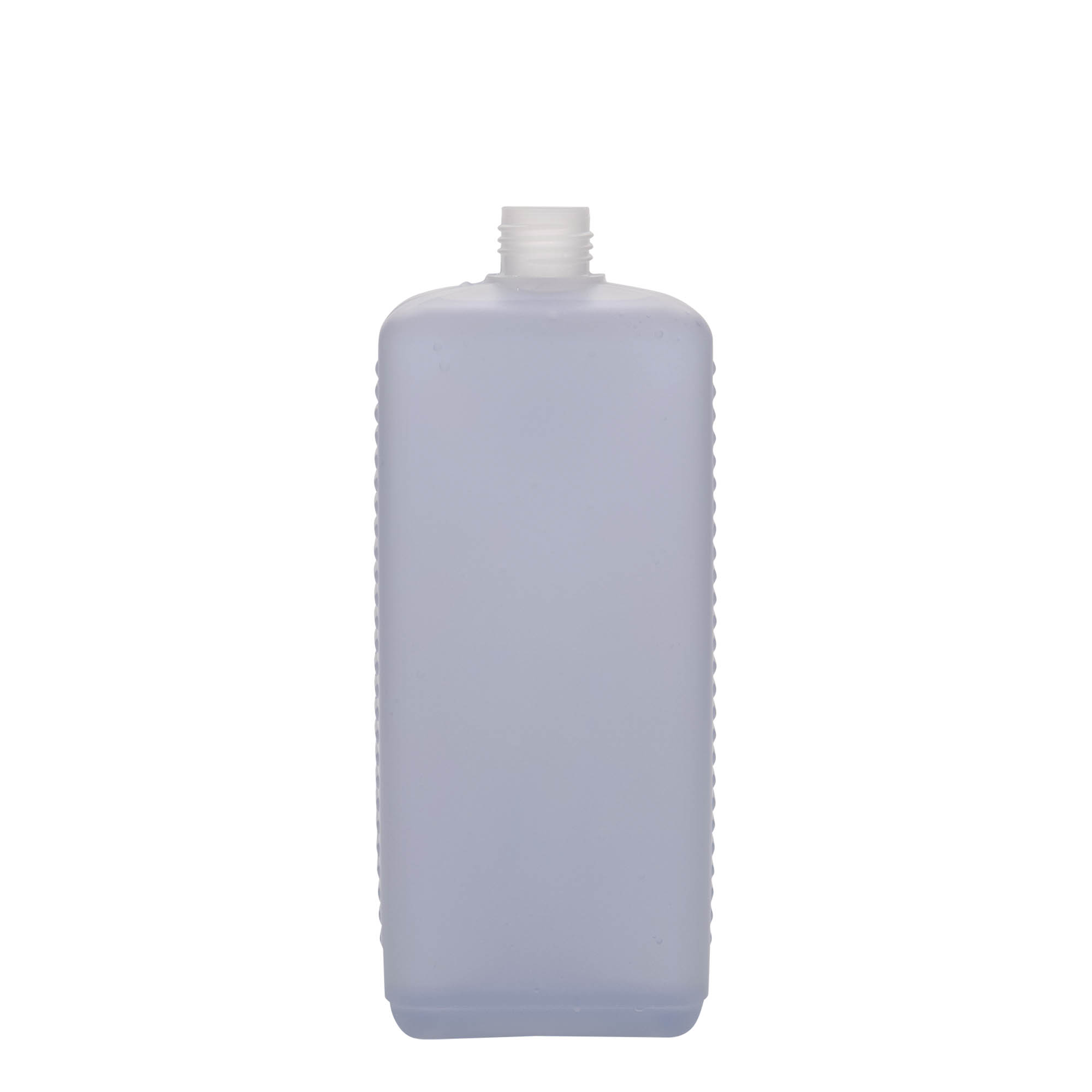 1.000 ml kannás palack, téglalap alakú, HDPE műanyag, természetes, nyílás: DIN 25 EPE 1.000 ml kannás palack, téglalap alakú, HDPE műanyag, természetes, nyílás: DIN 25 EPE