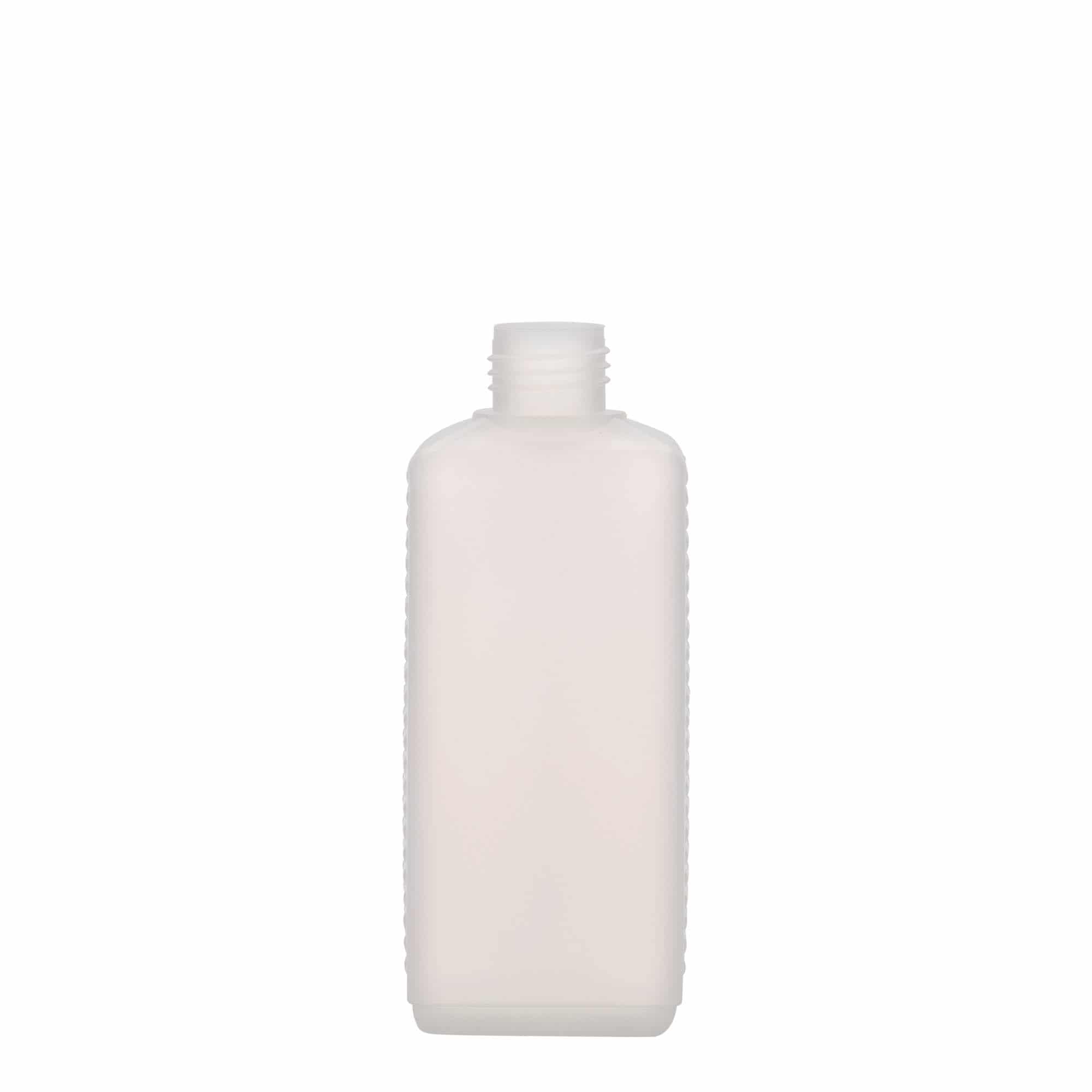 250 ml-es kaniszterpalack, négyszögletű, HDPE-műanyag, natúr, szájnyílás: DIN 25 EPE 250 ml-es kaniszterpalack, négyszögletű, HDPE-műanyag, natúr, szájnyílás: DIN 25 EPE