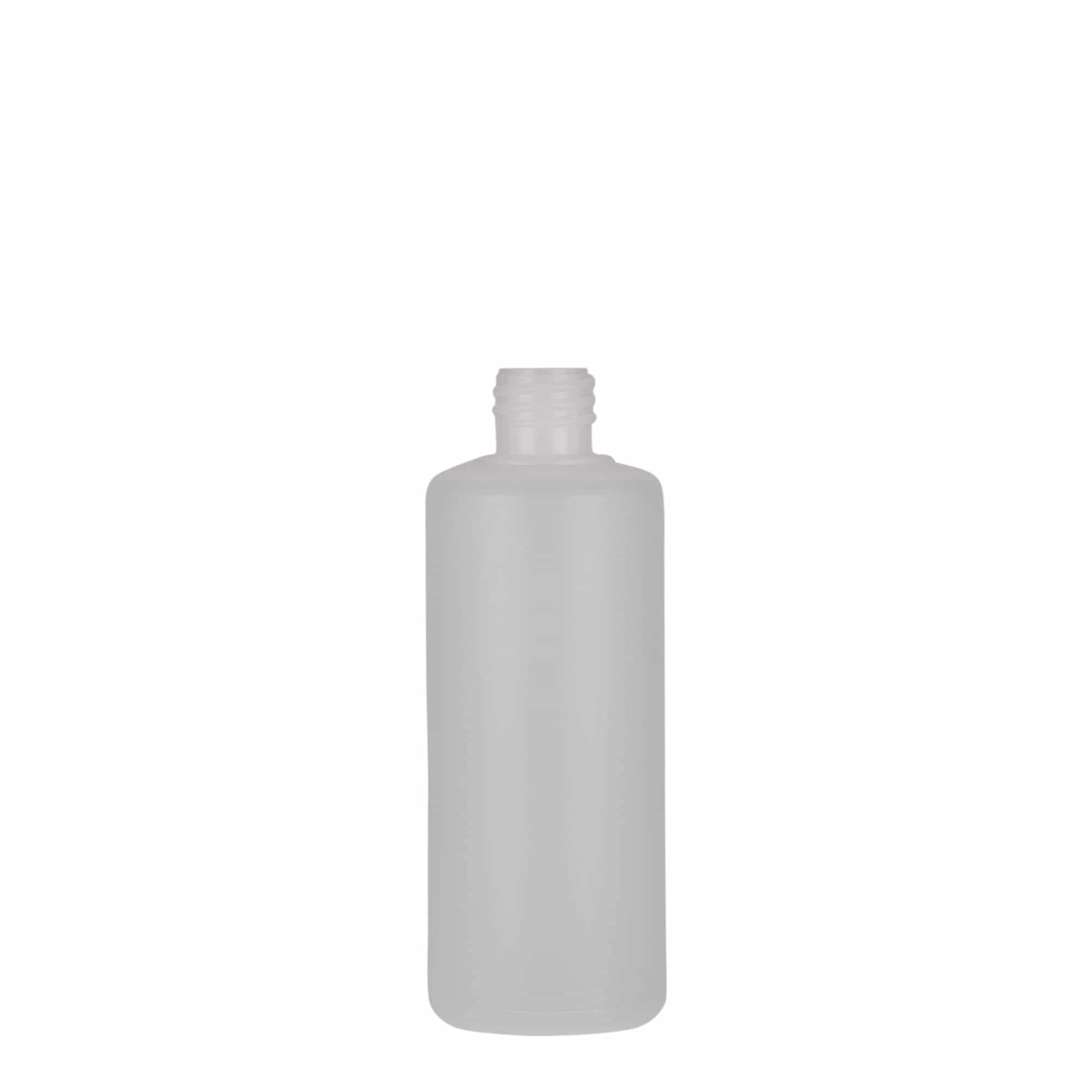 100 ml kerek palack, PE műanyag, természetes, nyílás: csavarzár