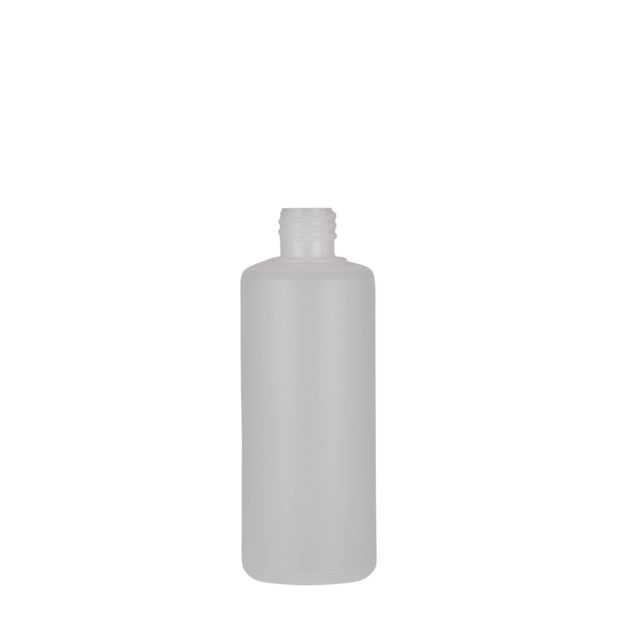 100 ml kerek palack, PE műanyag, természetes, nyílás: csavarzár