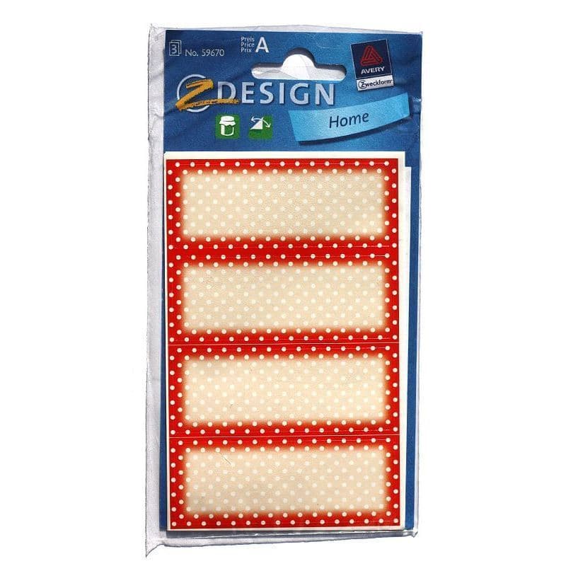 Speciális alakú címkék 'Red Dots', négyszögletű, papír, piros