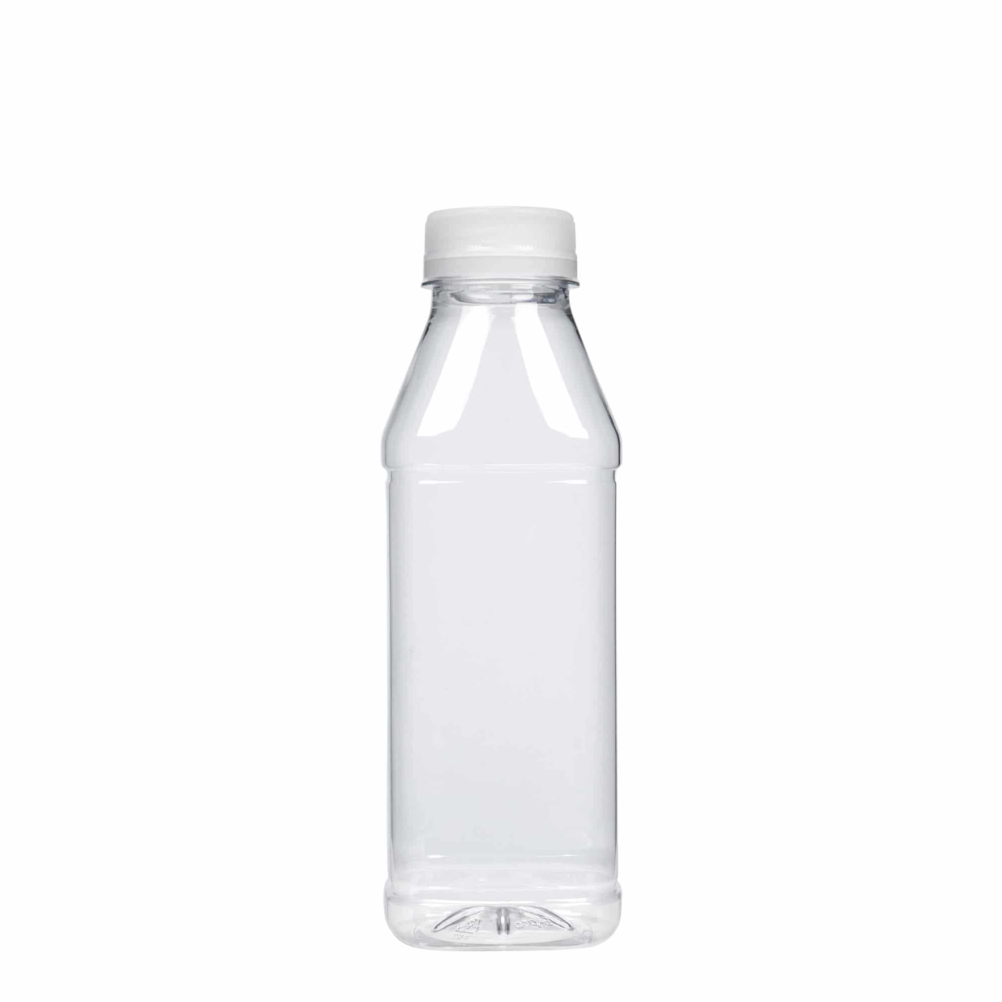 500 ml PET-palack 'Milk and Juice Carré', négyzet alakú, műanyag, nyílás: 38 mm