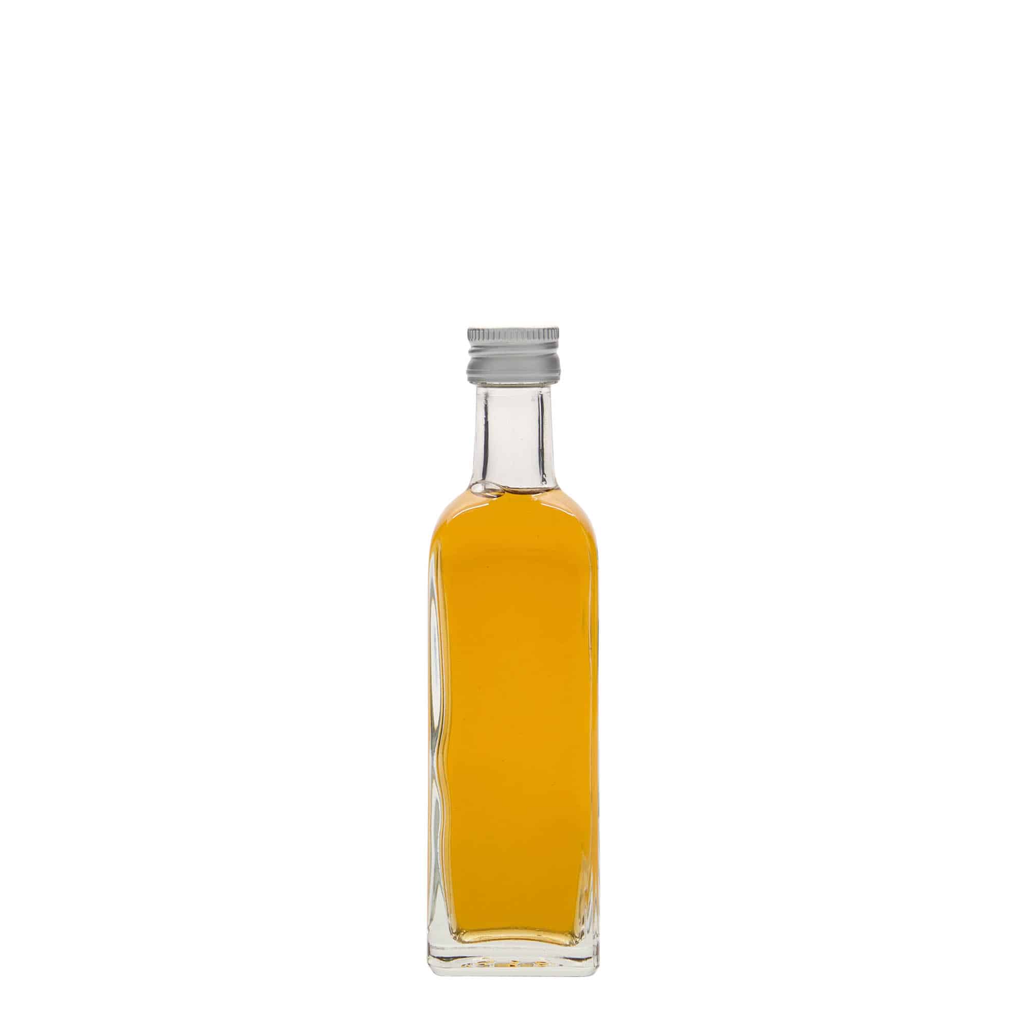 60 ml-es üvegpalack 'Marasca', négyzet alakú, szájnyílás: PP 18