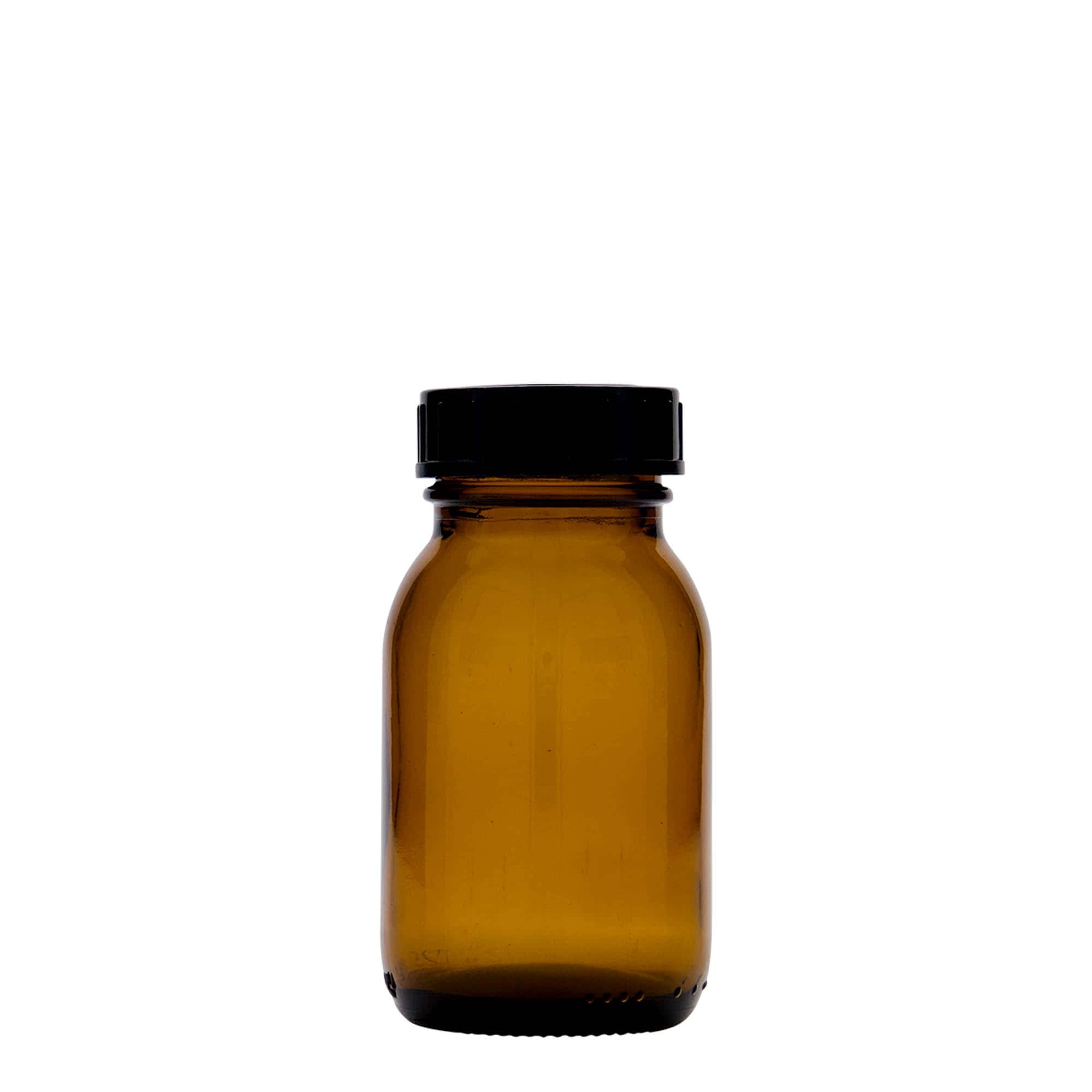 125 ml széles szájú üveg, barna, nyílás: DIN 40