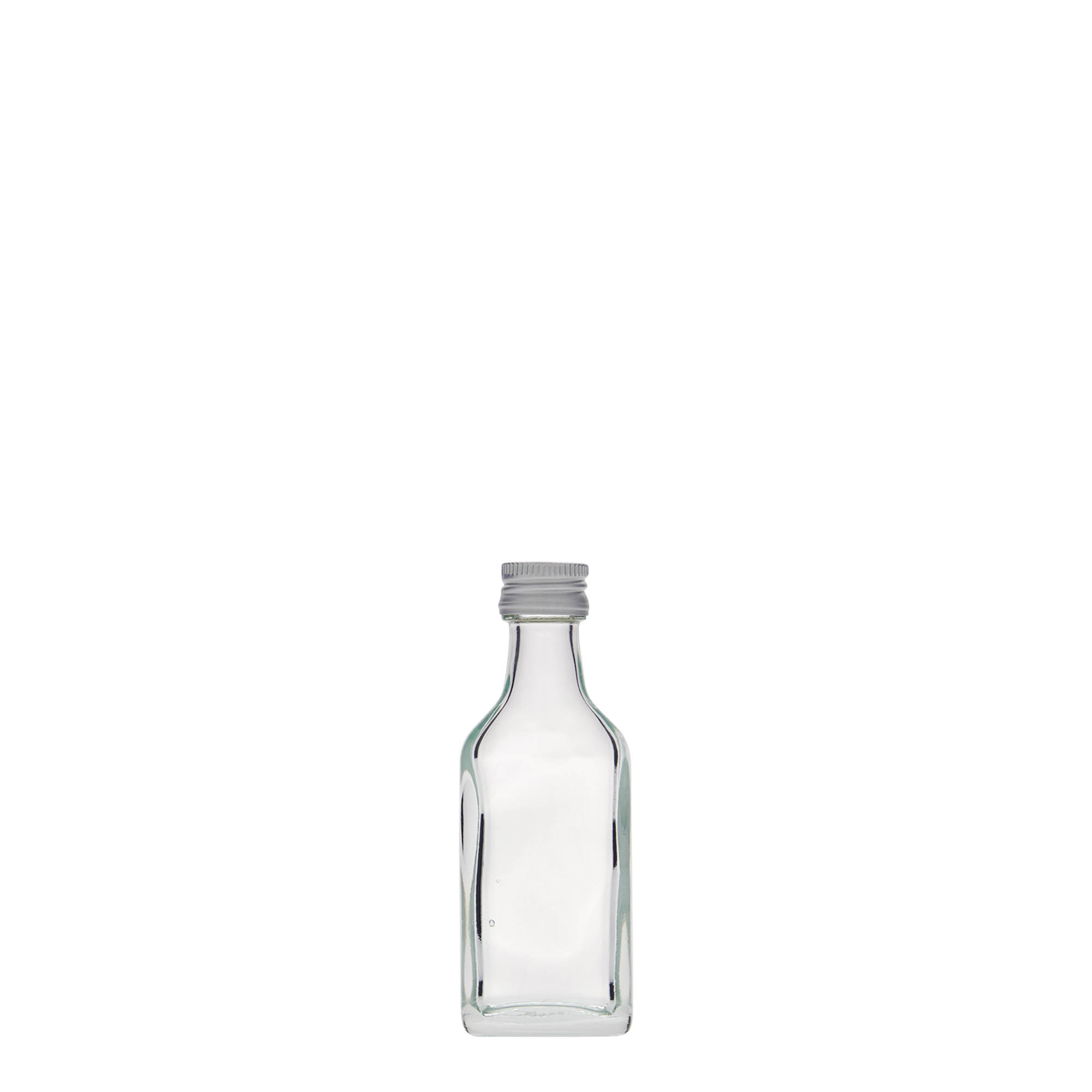 20 ml zsebflakon, téglalap alakú, üveg, nyílás: PP 18