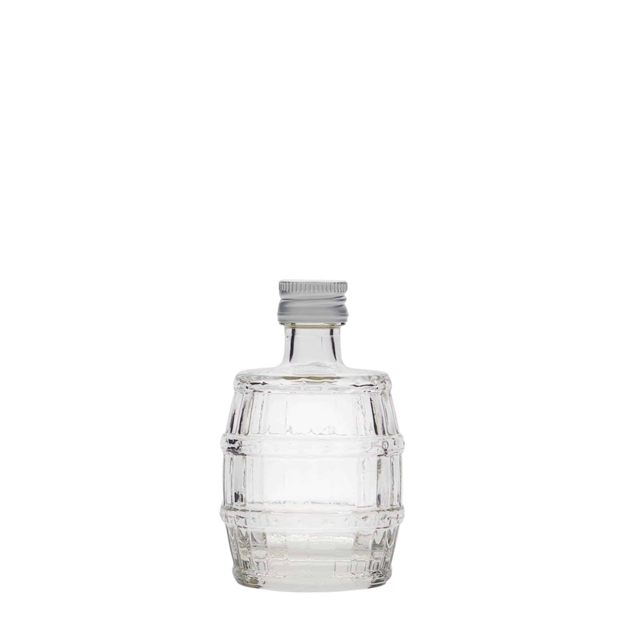 50 ml üvegpalack 'hordó', nyak: PP 18