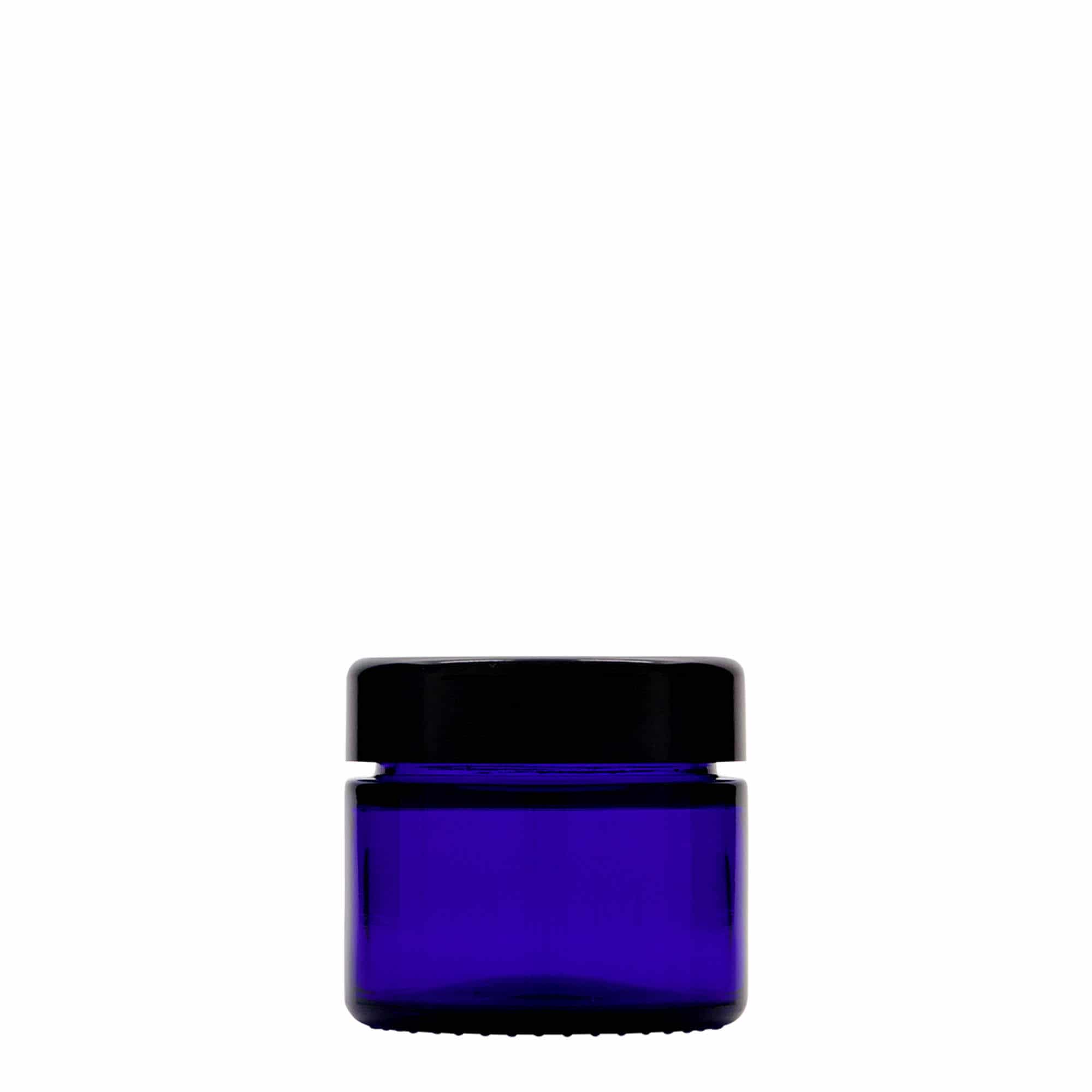 50 ml tégely 'Blue Edition', üveg, királykék, nyílás: csavarzár