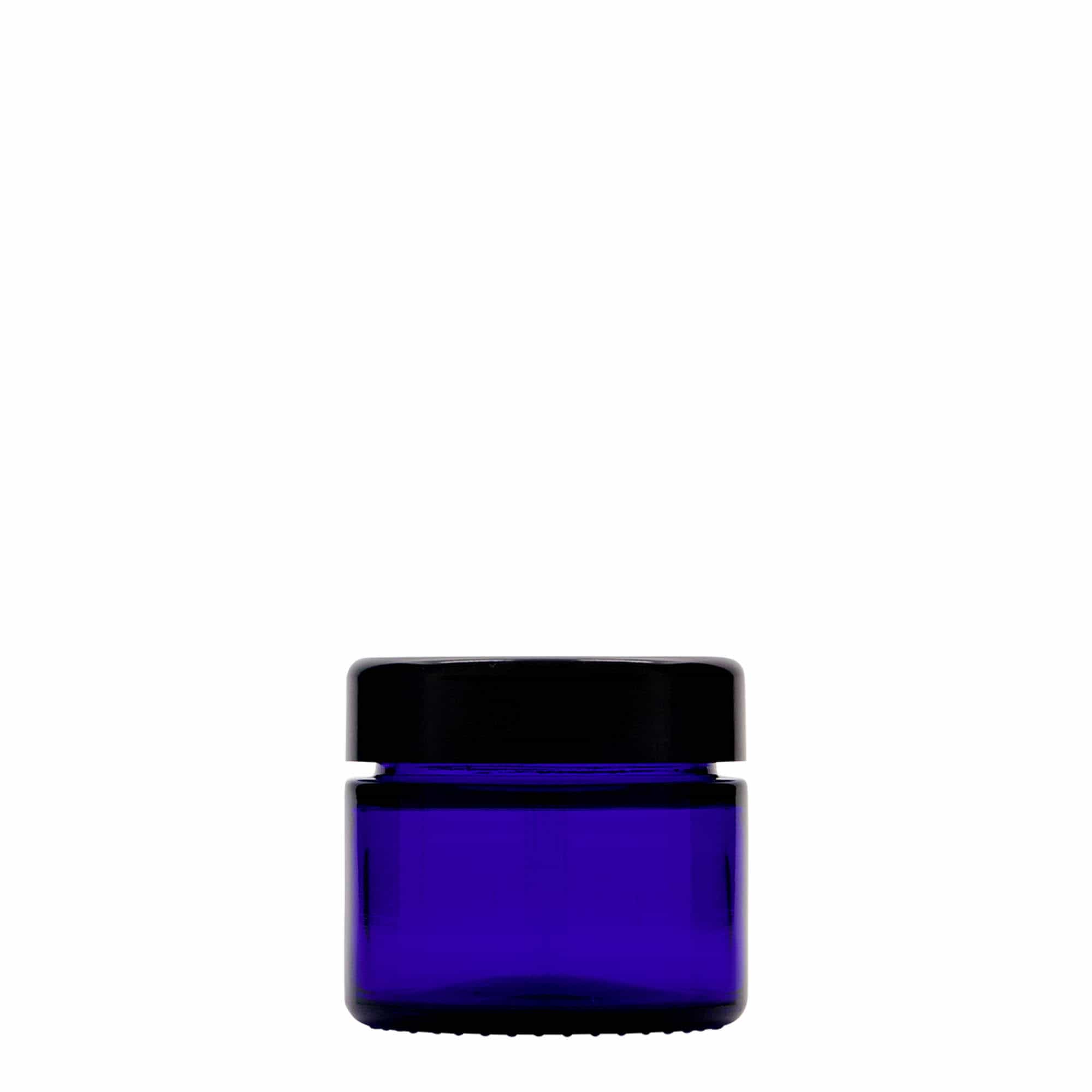 50 ml tégely 'Blue Edition', üveg, királykék, nyílás: csavarzár