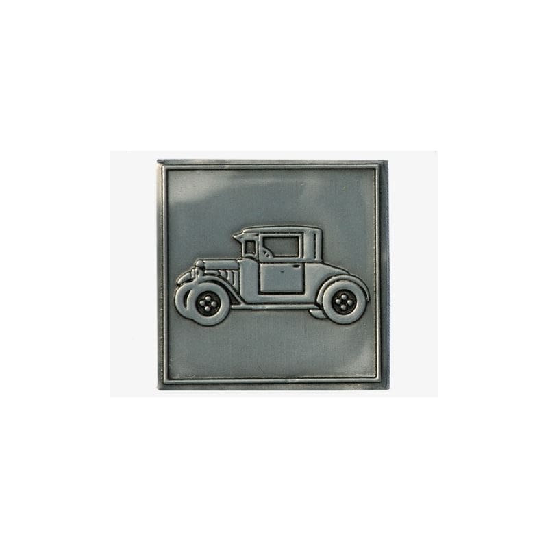 Ólom címke 'Oldtimer', négyzet alakú, fém, ezüst