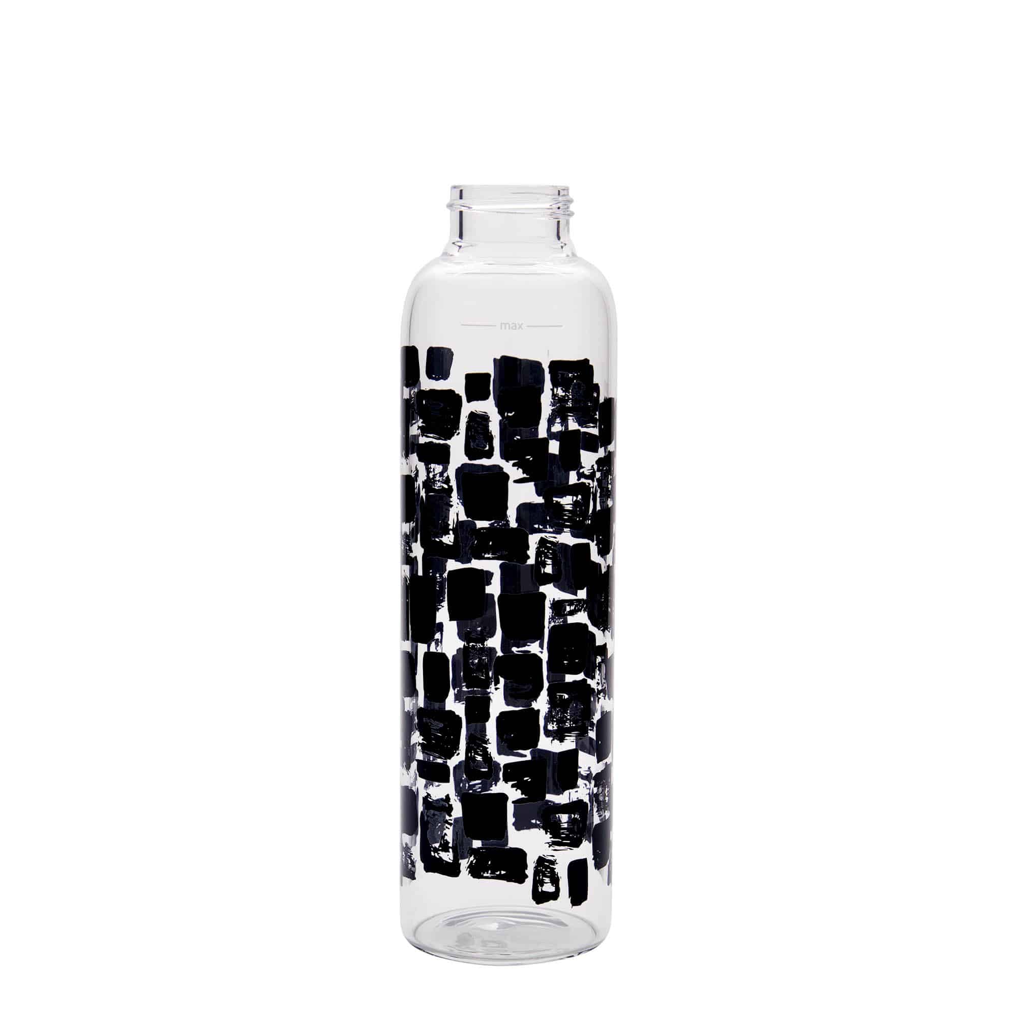 500 ml ivópalack 'Perseus - Fekete téglalapok', nyílás: csavaros zárófedél