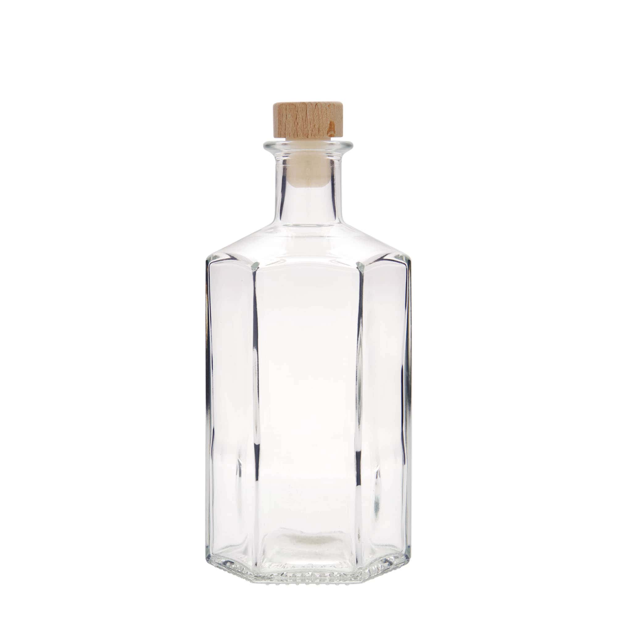 500 ml üvegpalack gyógyszerész „Jimmy”, hatszögletű, nyílás: parafa