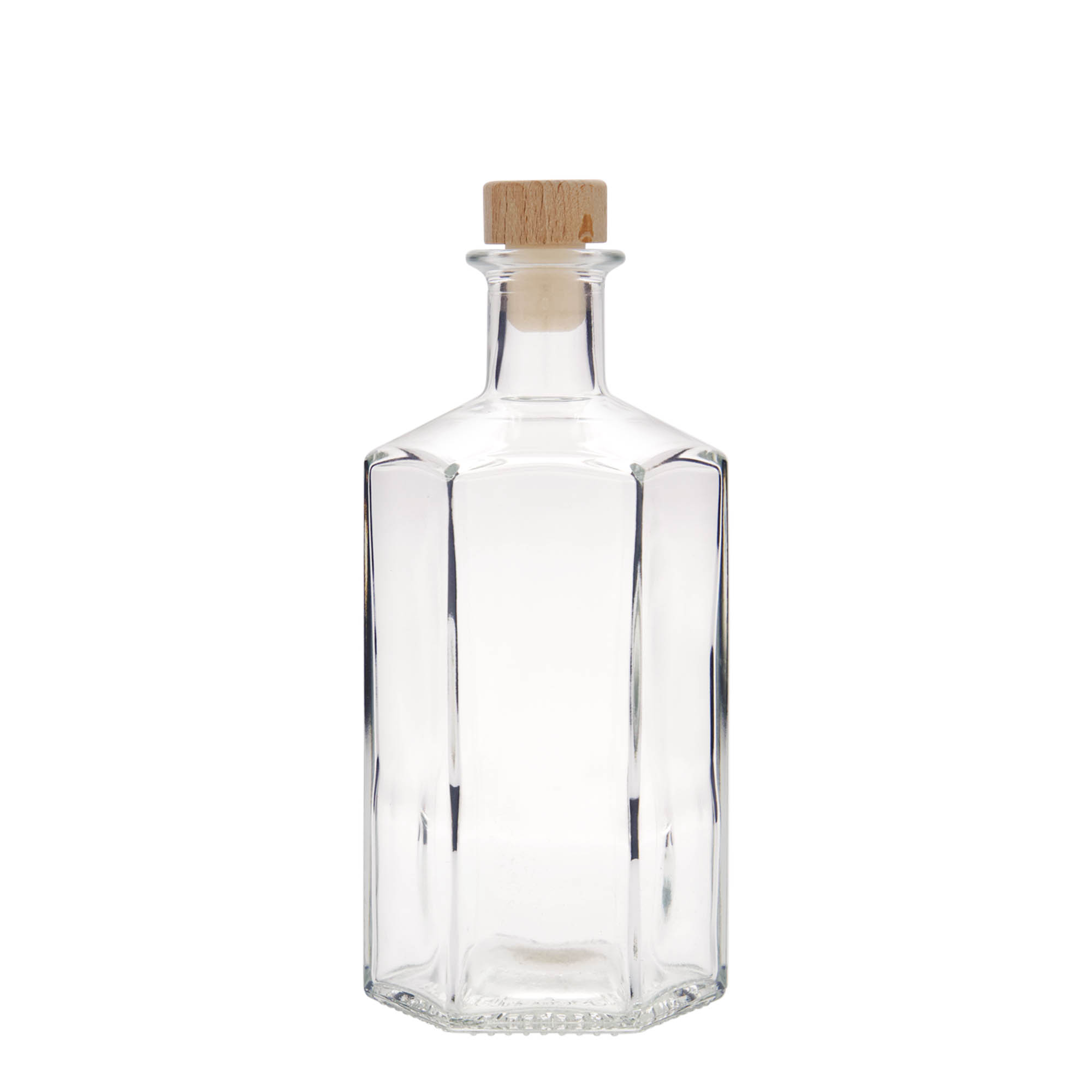 500 ml üvegpalack gyógyszerész „Jimmy”, hatszögletű, nyílás: parafa
