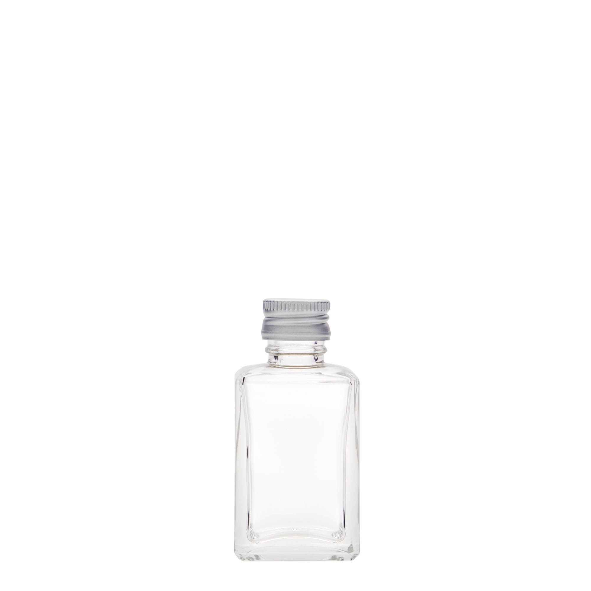 30 ml üvegpalack 'Tamme', négyzet alakú, nyílás: PP 18