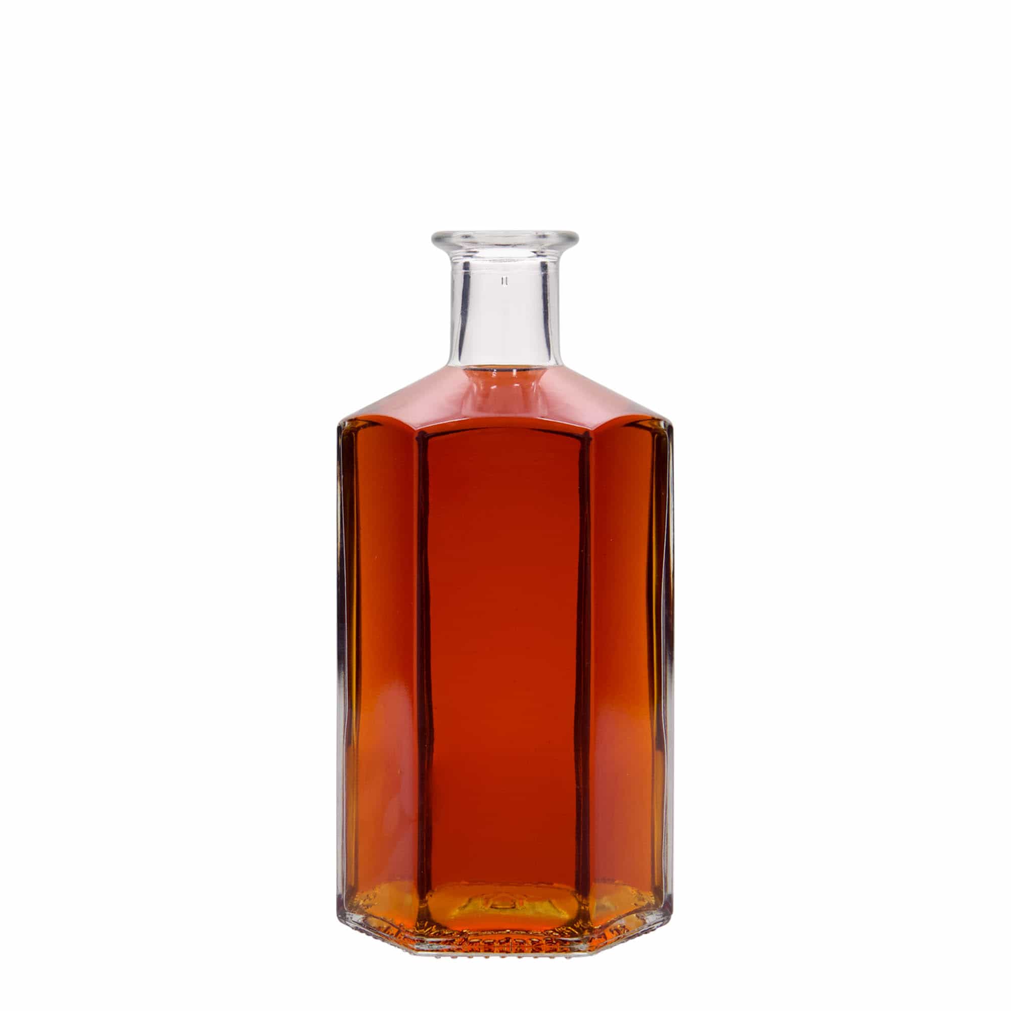500 ml üvegpalack gyógyszerész „Jimmy”, hatszögletű, nyílás: parafa
