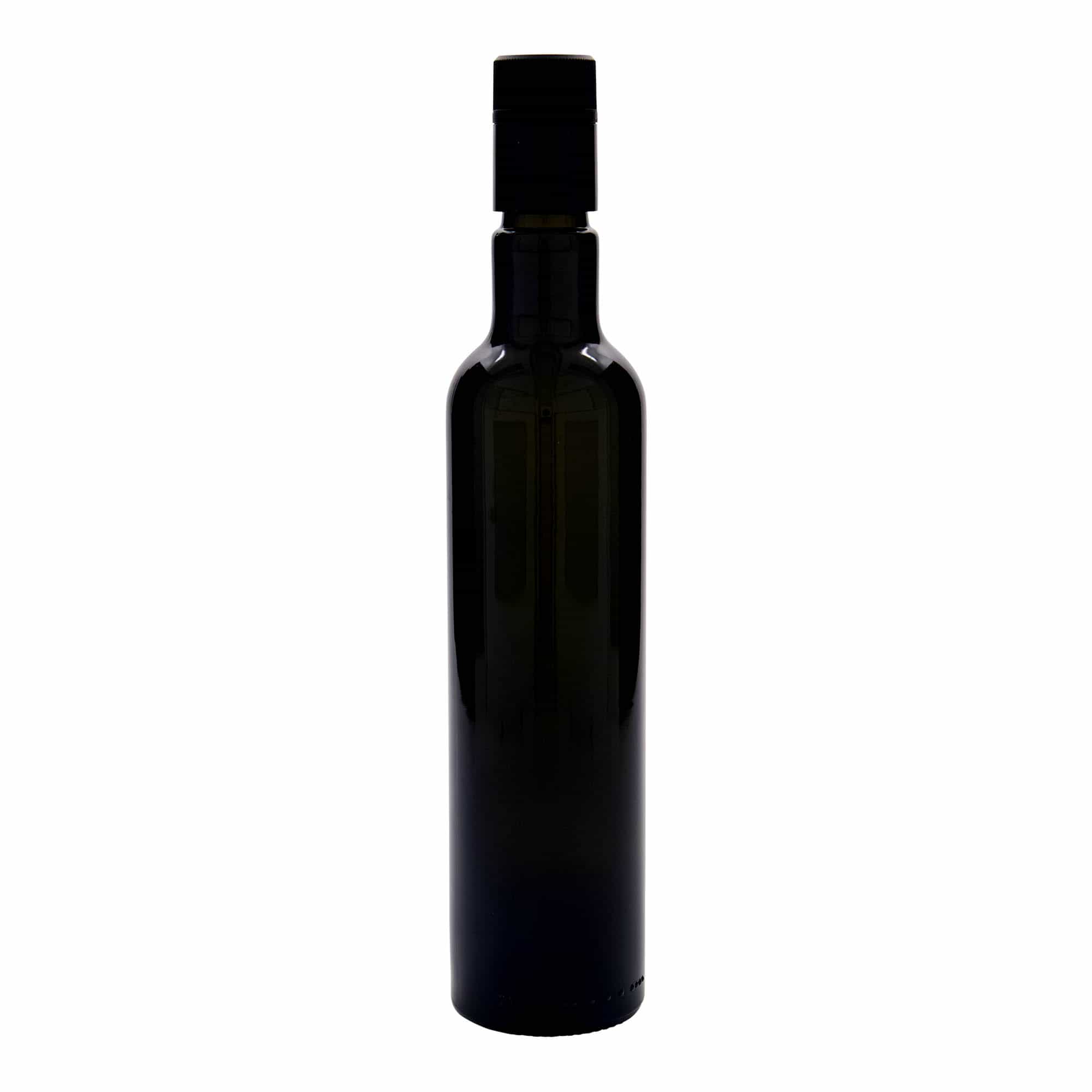 500 ml ecet-/olajüveg 'Willy New', üveg, antikzöld, nyílás: DOP