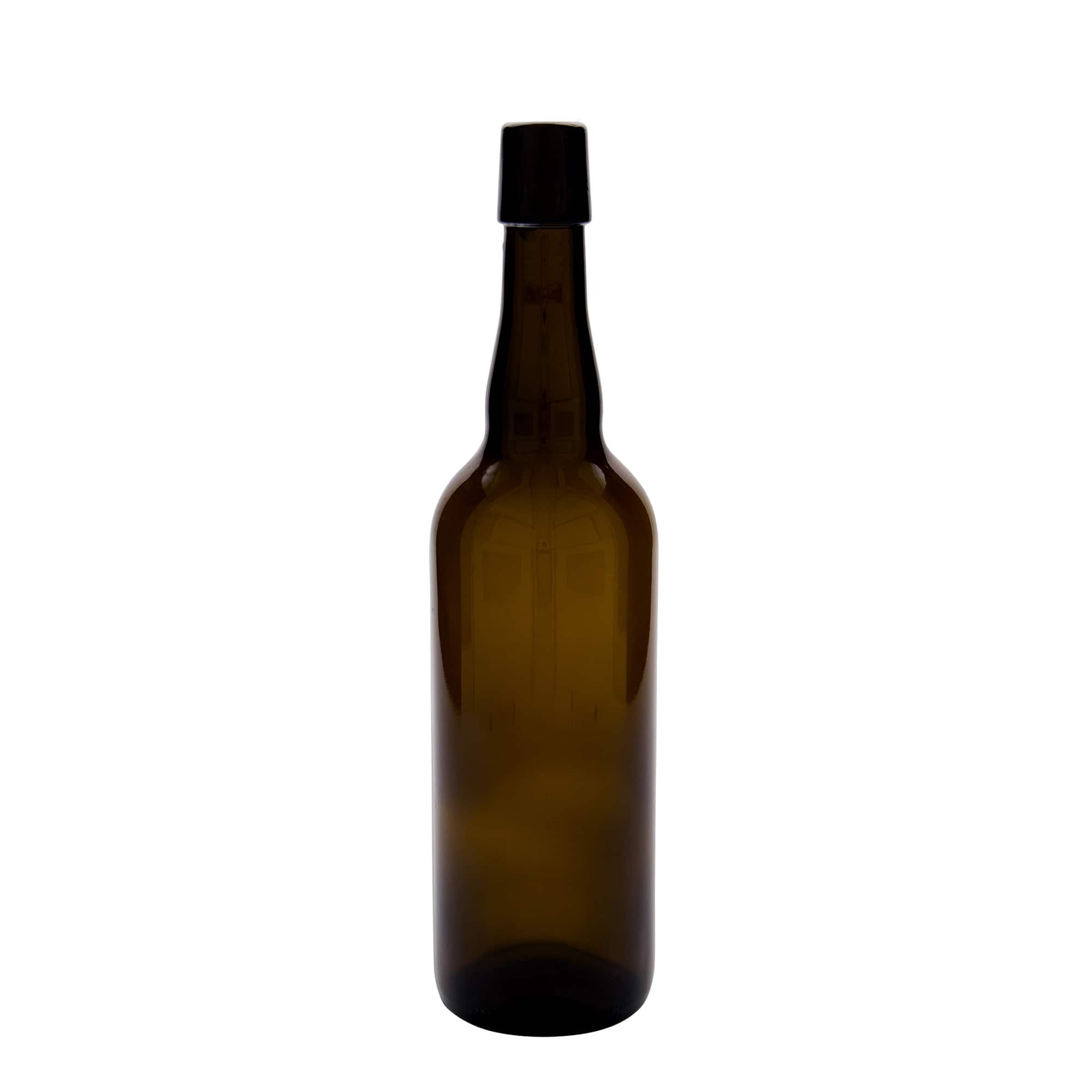 750 ml sörösüveg Belgiumból, üveg, barna, nyílás: patentzár