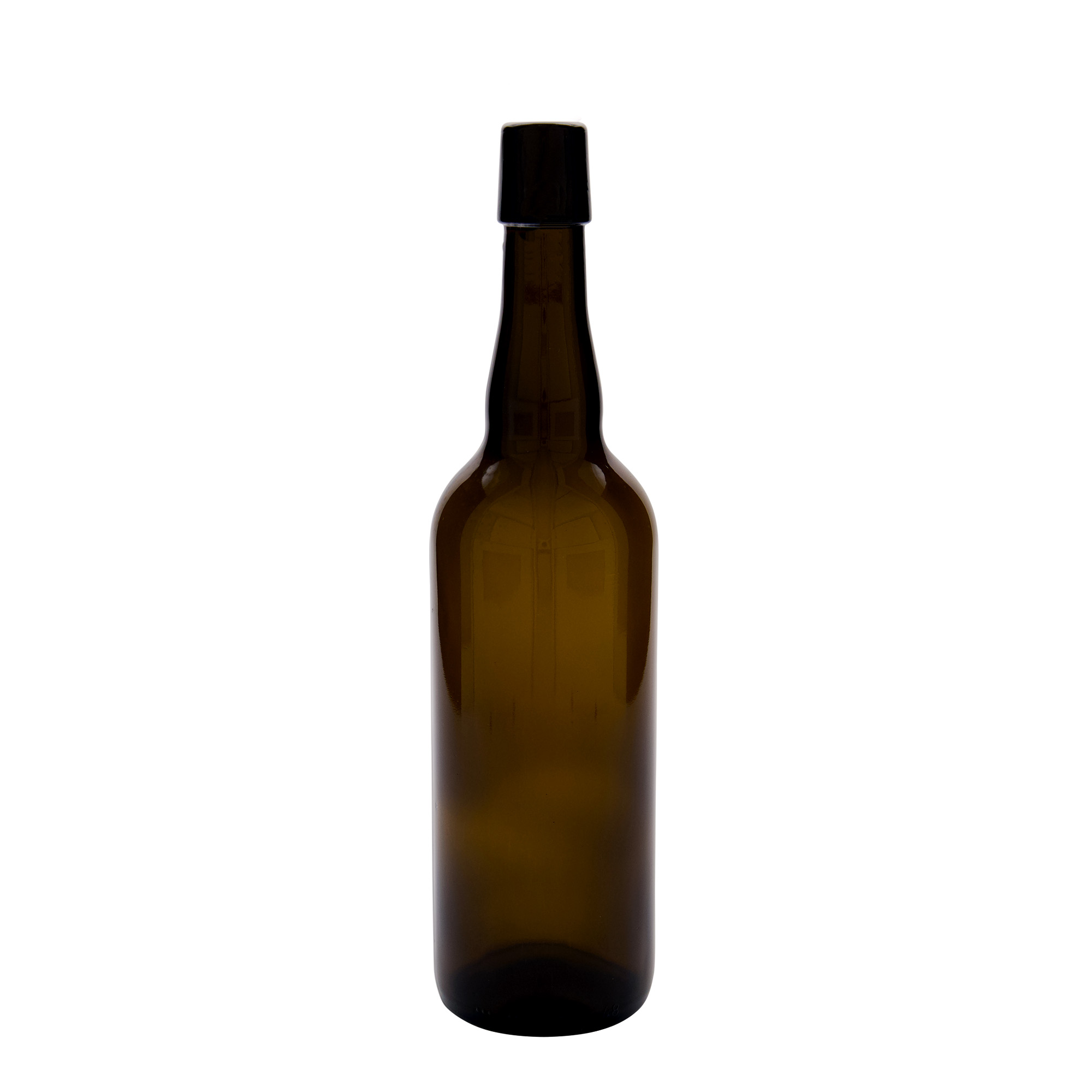 750 ml sörösüveg Belgiumból, üveg, barna, nyílás: patentzár