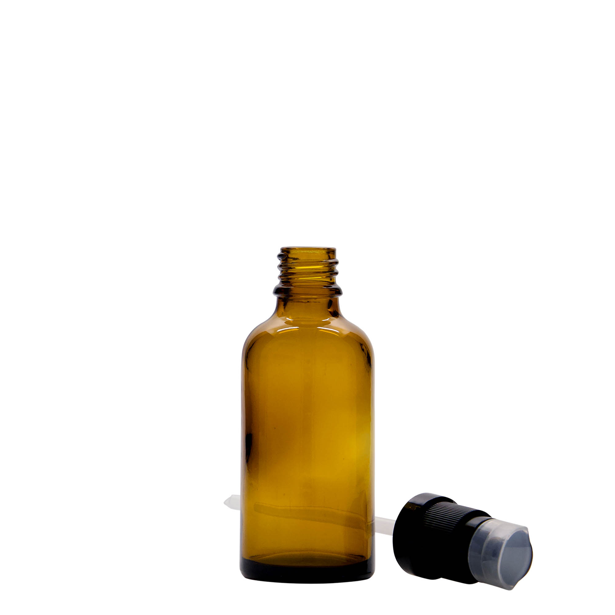 50 ml orvosi üveg lósziós pumpával, üveg, barna, nyílás: DIN 18 50 ml orvosi üveg lósziós pumpával, üveg, barna, nyílás: DIN 18