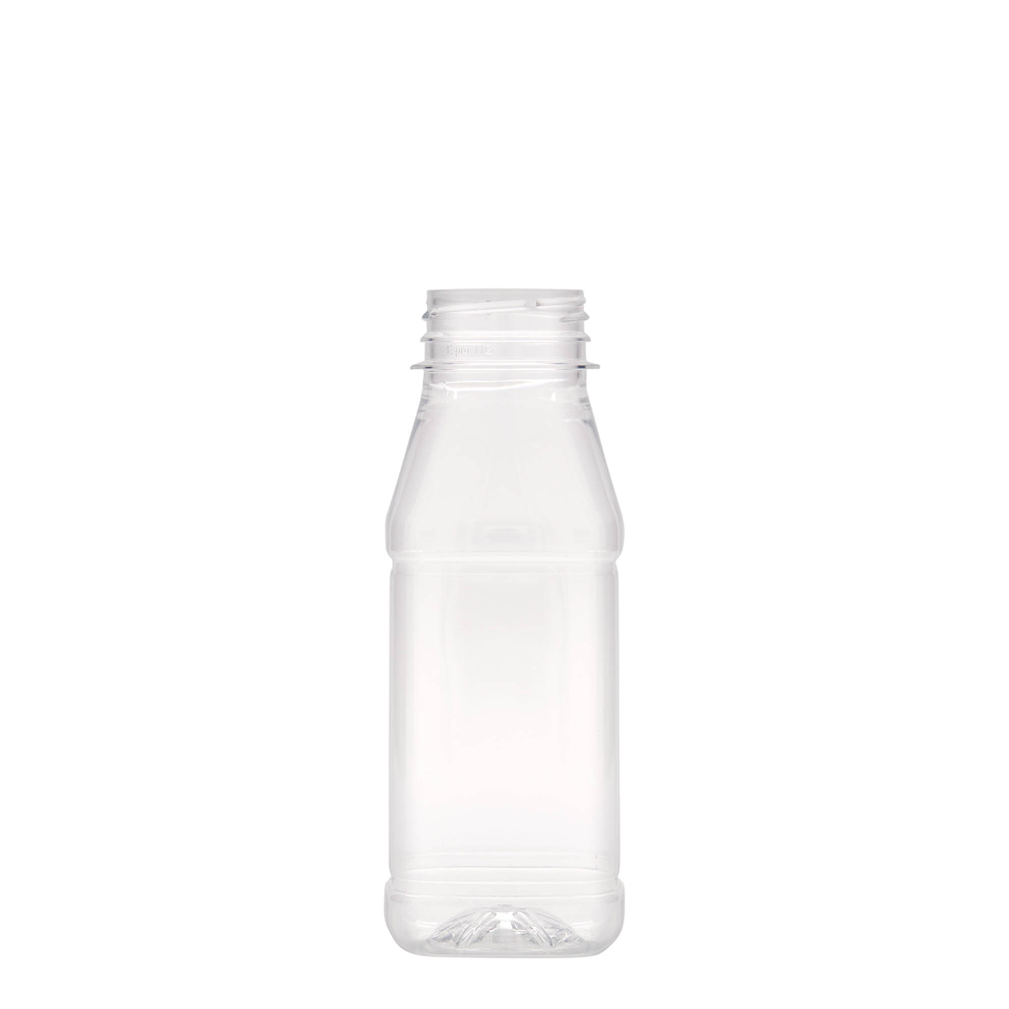 250 ml PET-palack 'Milk and Juice Carré', négyzet alakú, műanyag, nyílás: 38 mm