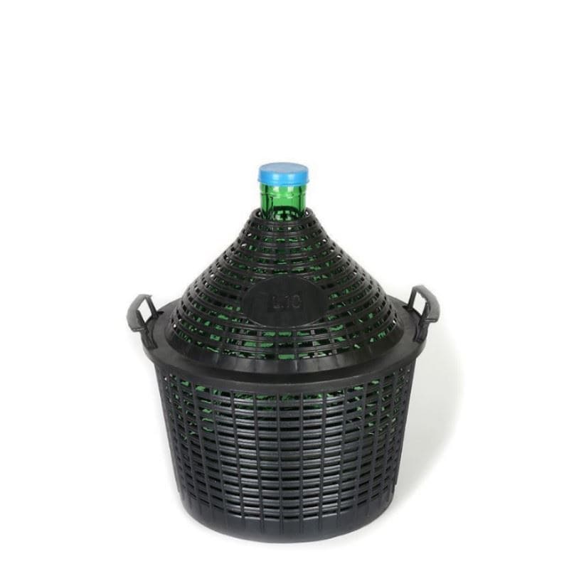 10 l ballonpalack keskeny nyakú, üveg, zöld, nyílás: ráhajtható fedél
