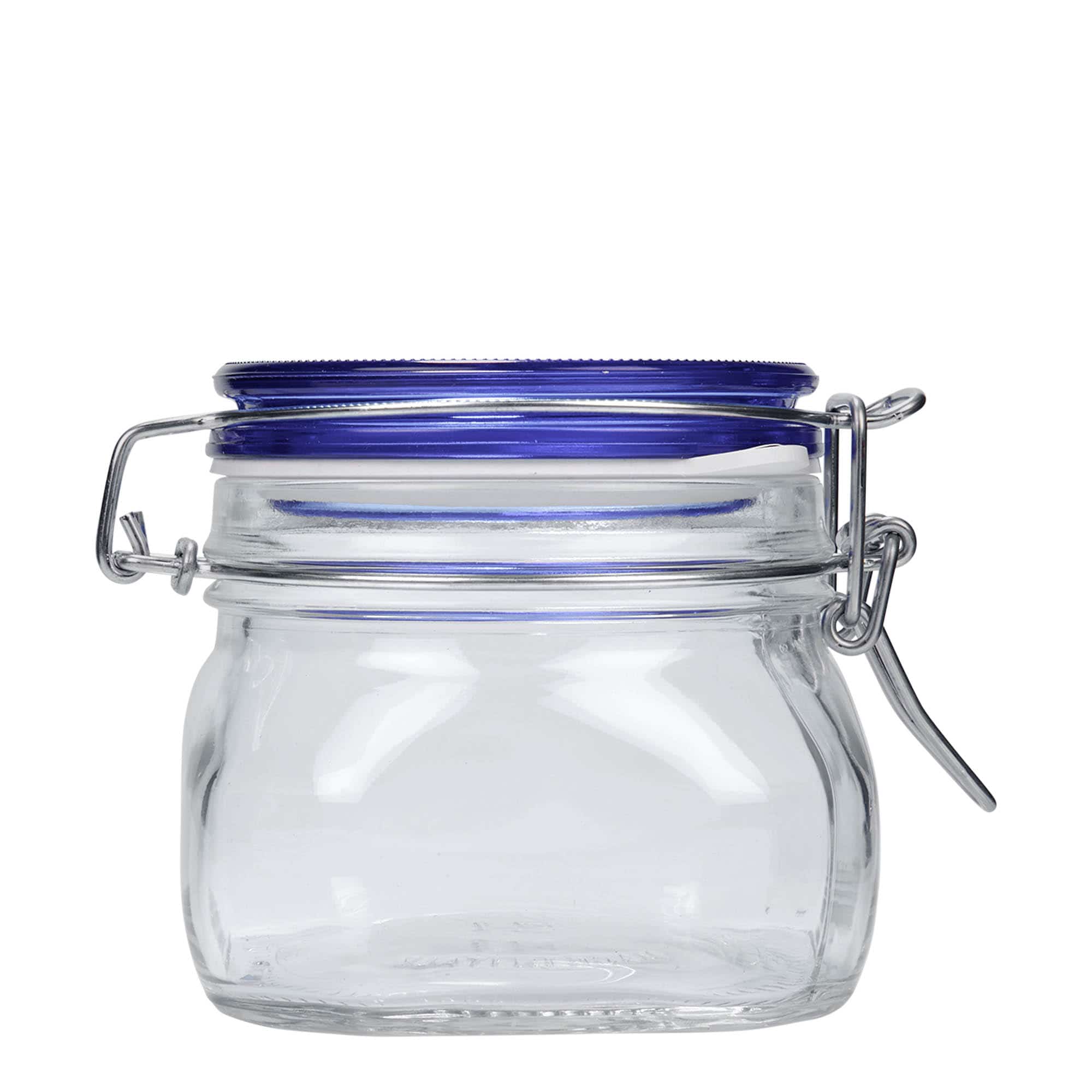 500 ml-es fémcsatos üveg 'Fido' Blue Top, négyzet alakú, szájnyílás: fémcsatos zár 500 ml-es fémcsatos üveg 'Fido' Blue Top, négyzet alakú, szájnyílás: fémcsatos zár
