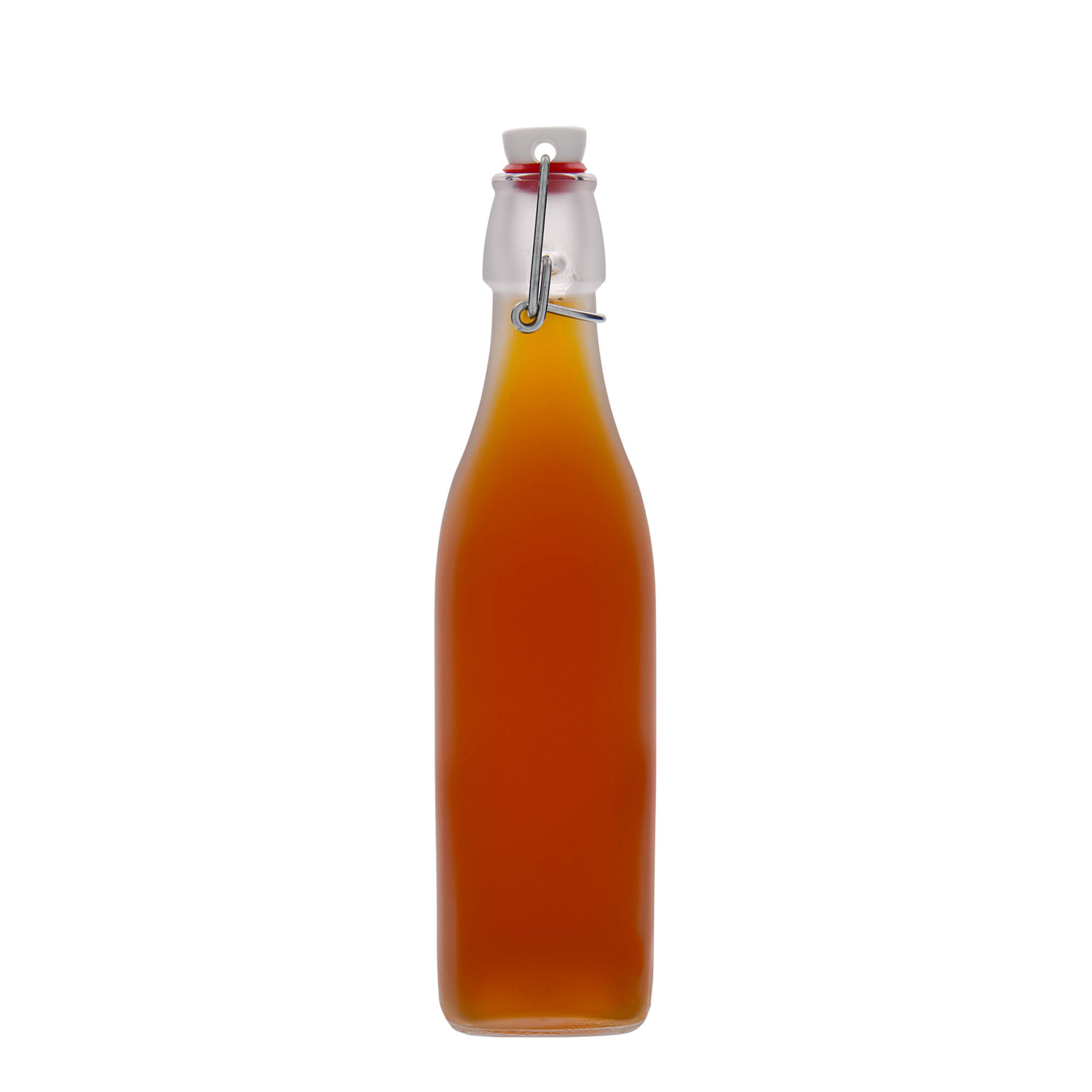 500 ml üveges palack 'Swing, négyzet alakú, fehér, nyílás: patentzár'
