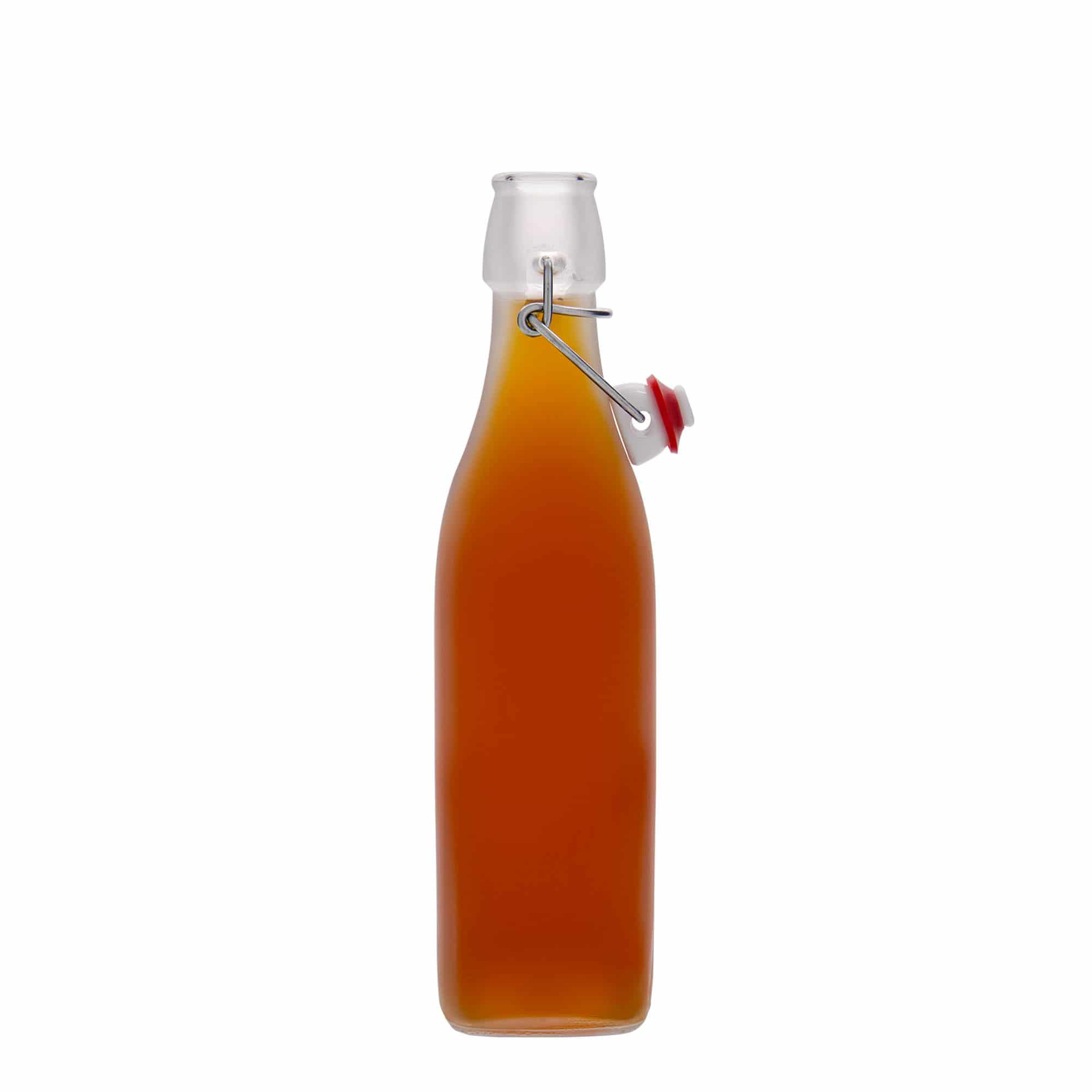500 ml üveges palack 'Swing, négyzet alakú, fehér, nyílás: patentzár'