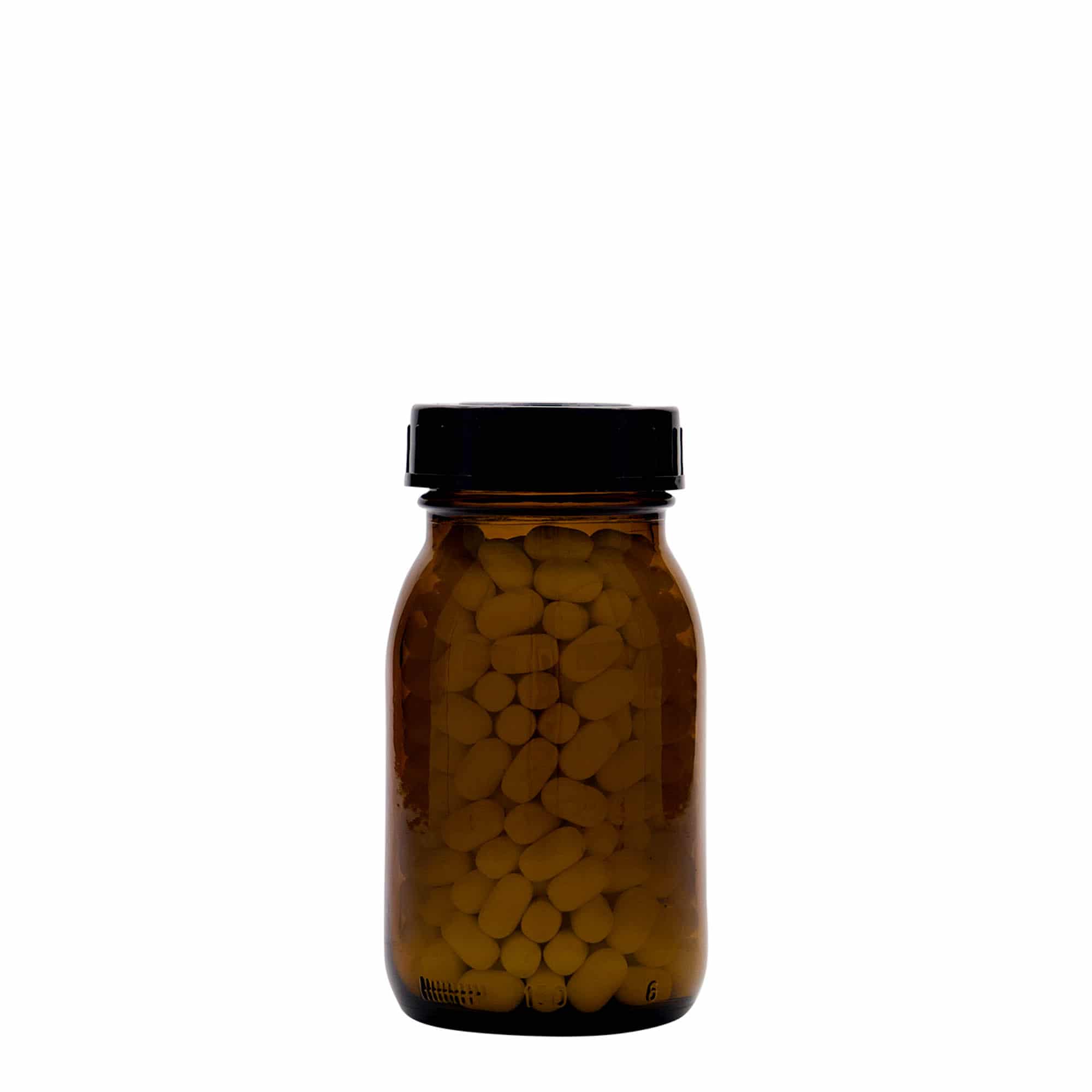 150 ml széles szájú üveg, barna, nyílás: DIN 45