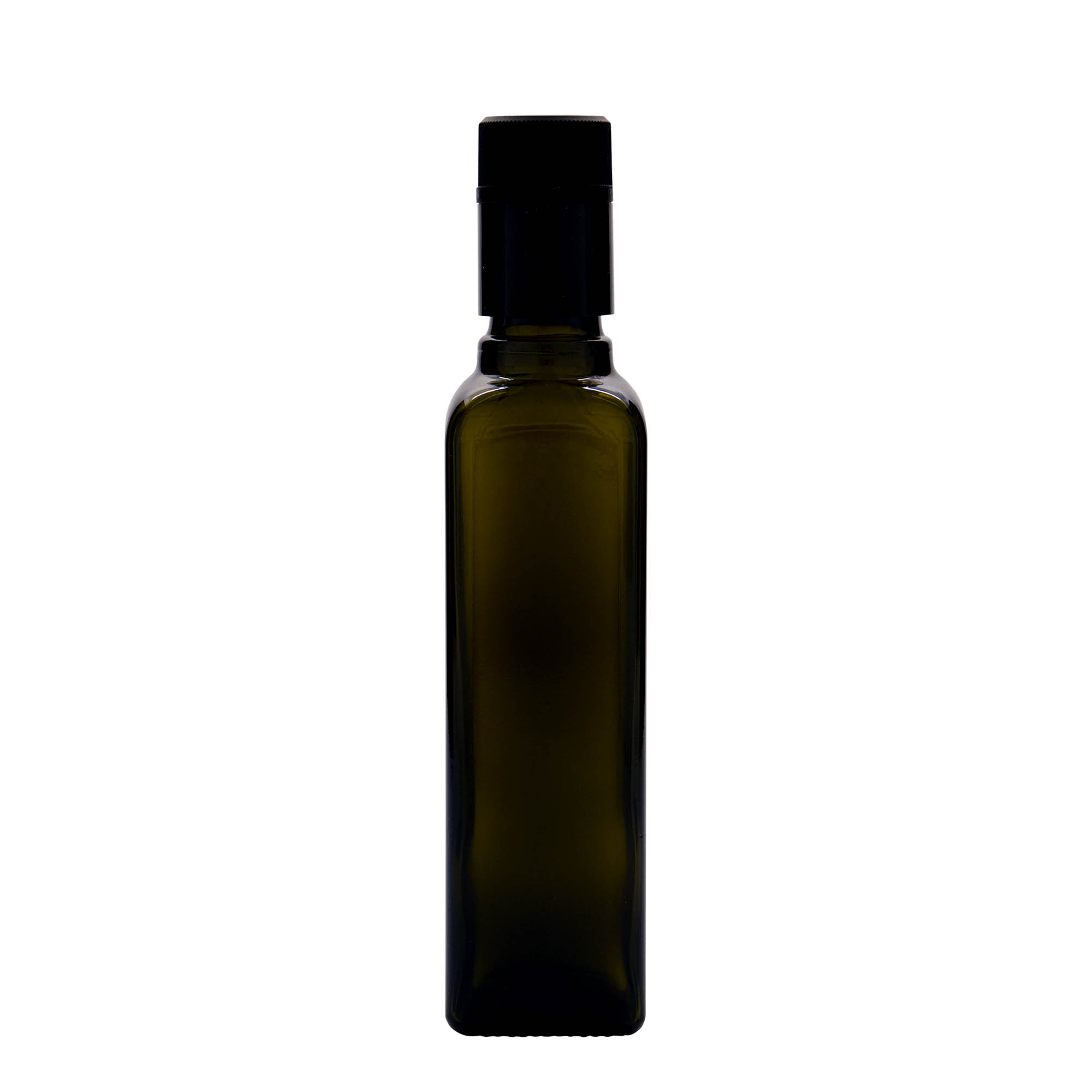 250 ml ecet-/olajüveg 'Quadra', üveg, négyzet alakú, antikzöld, nyílás: DOP 250 ml ecet-/olajüveg 'Quadra', üveg, négyzet alakú, antikzöld, nyílás: DOP