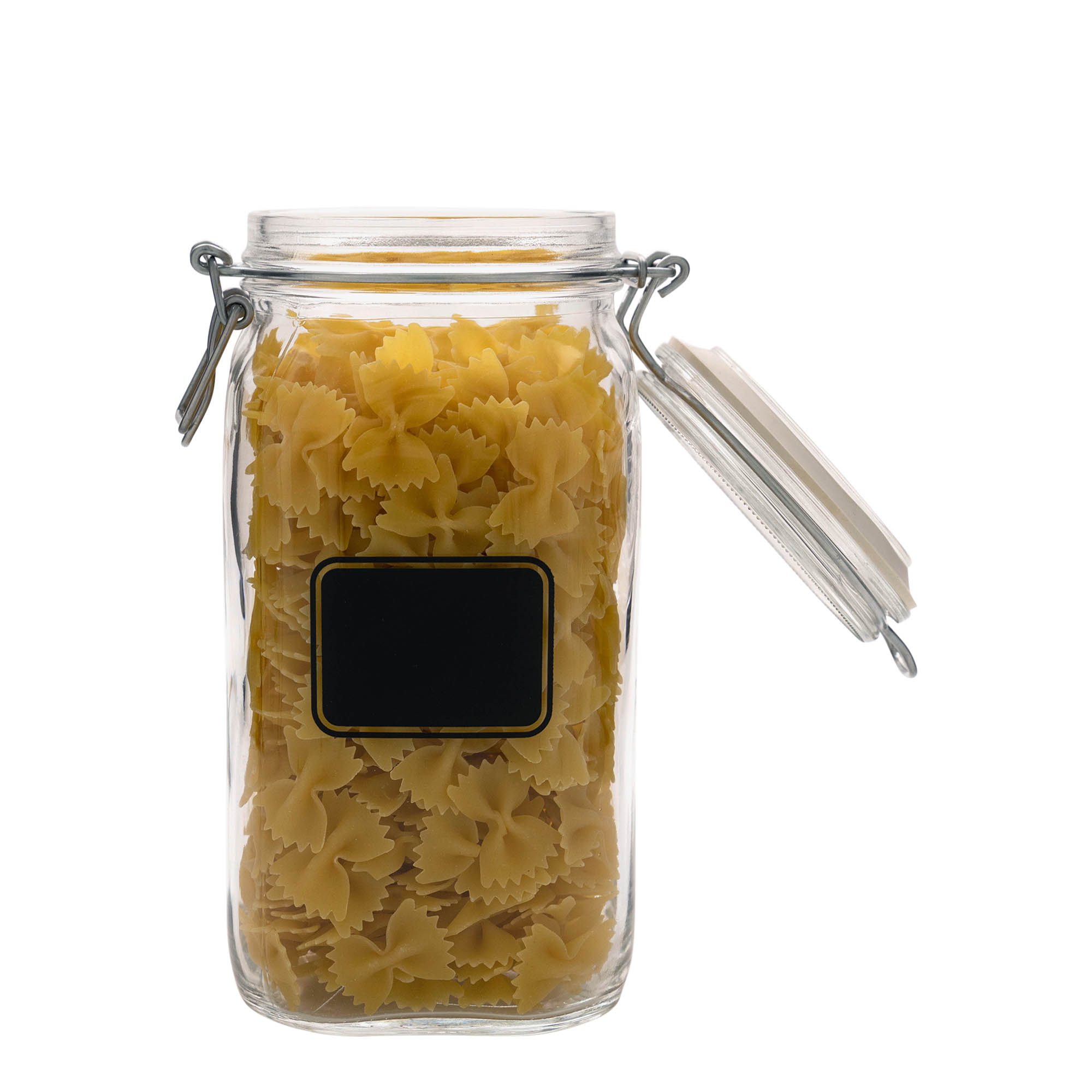 1.500 ml drótfüles üveg 'Fido', motívum: címketábla, négyzet alakú, nyílás: drótfüles zárófedél 1.500 ml drótfüles üveg 'Fido', motívum: címketábla, négyzet alakú, nyílás: drótfüles zárófedél