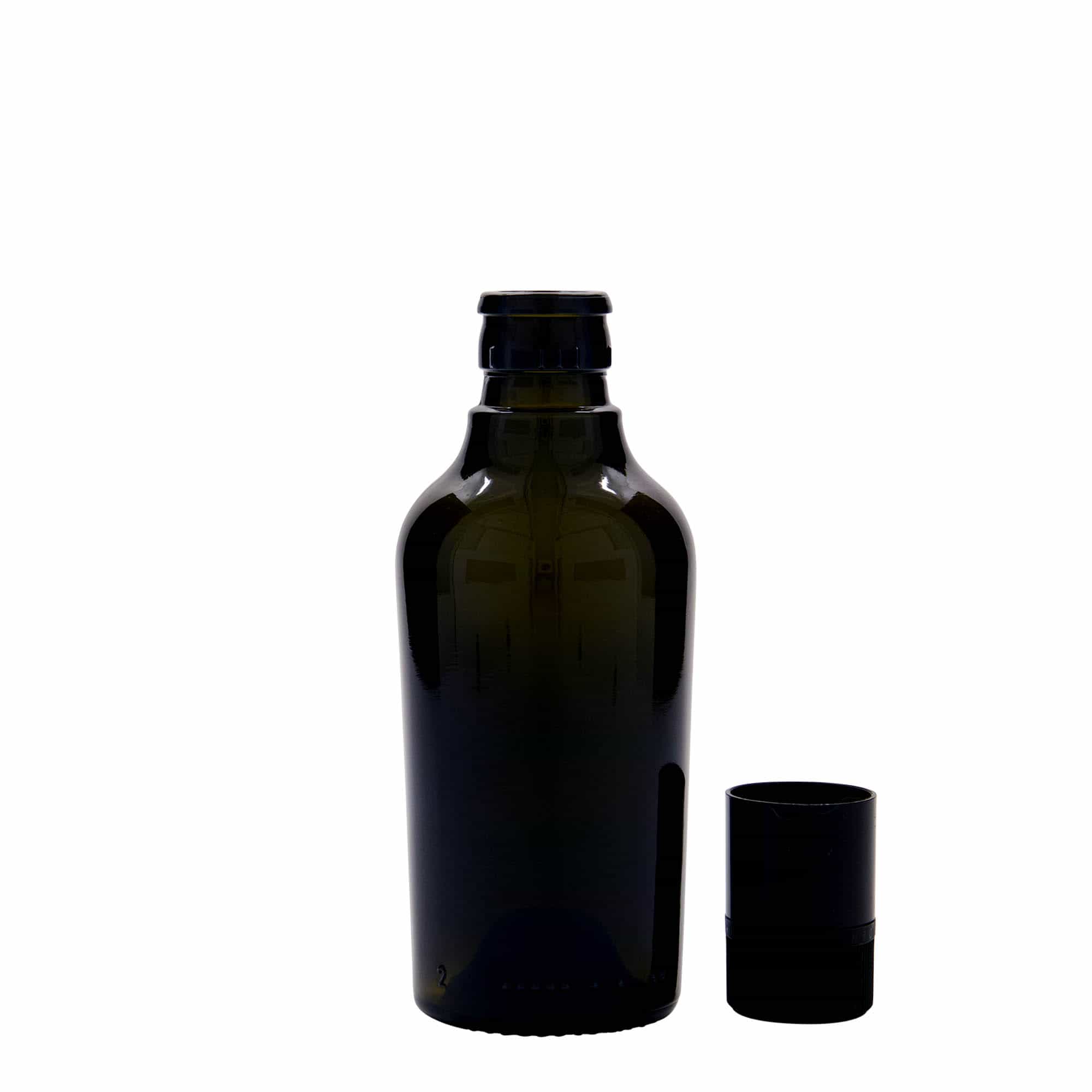 250 ml ecet-/olajüveg 'Oleum', üveg, antikzöld, nyílás: DOP