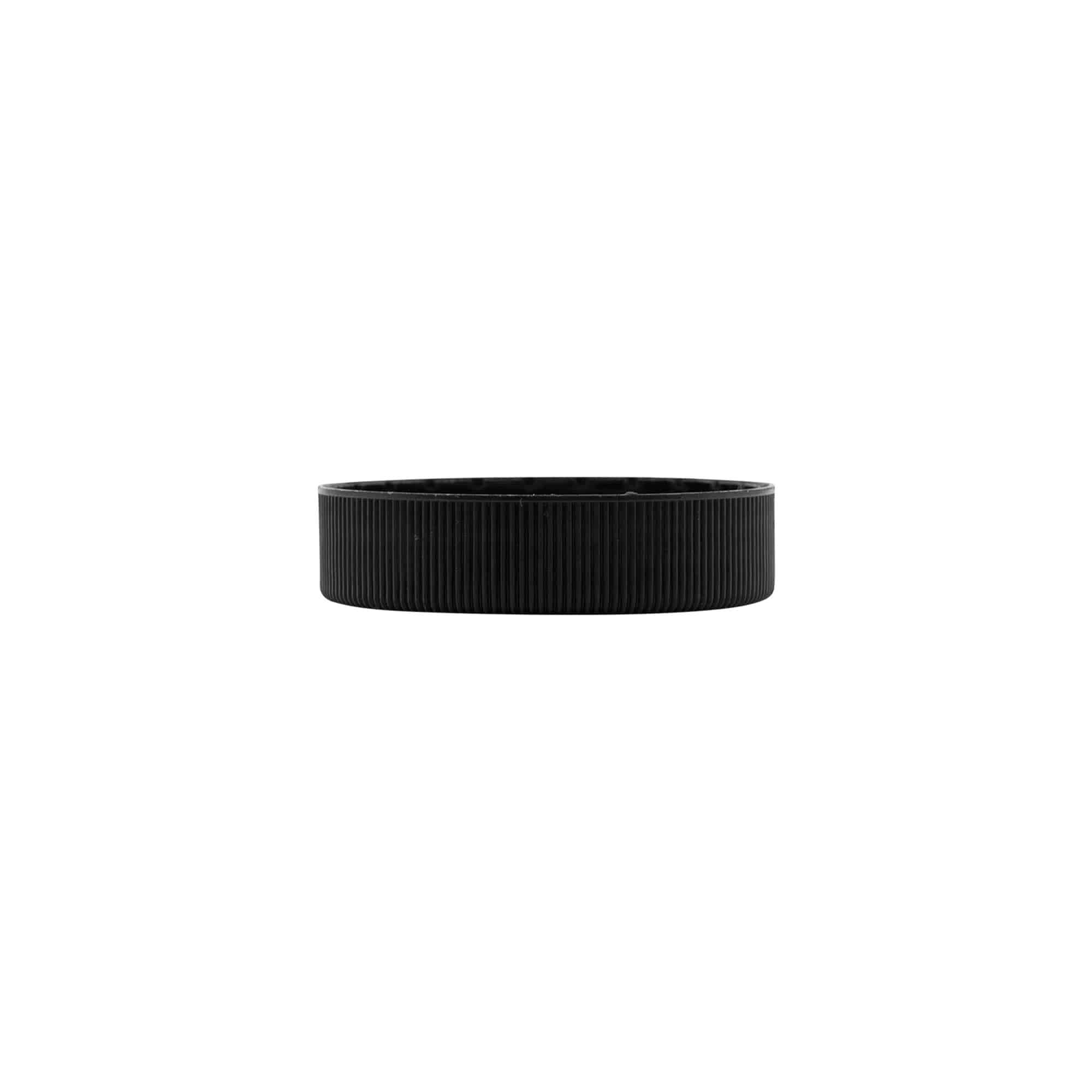 Csavaros zárófedél EPE betéttel, PP műanyag, fekete, nyílásra: DIN 60