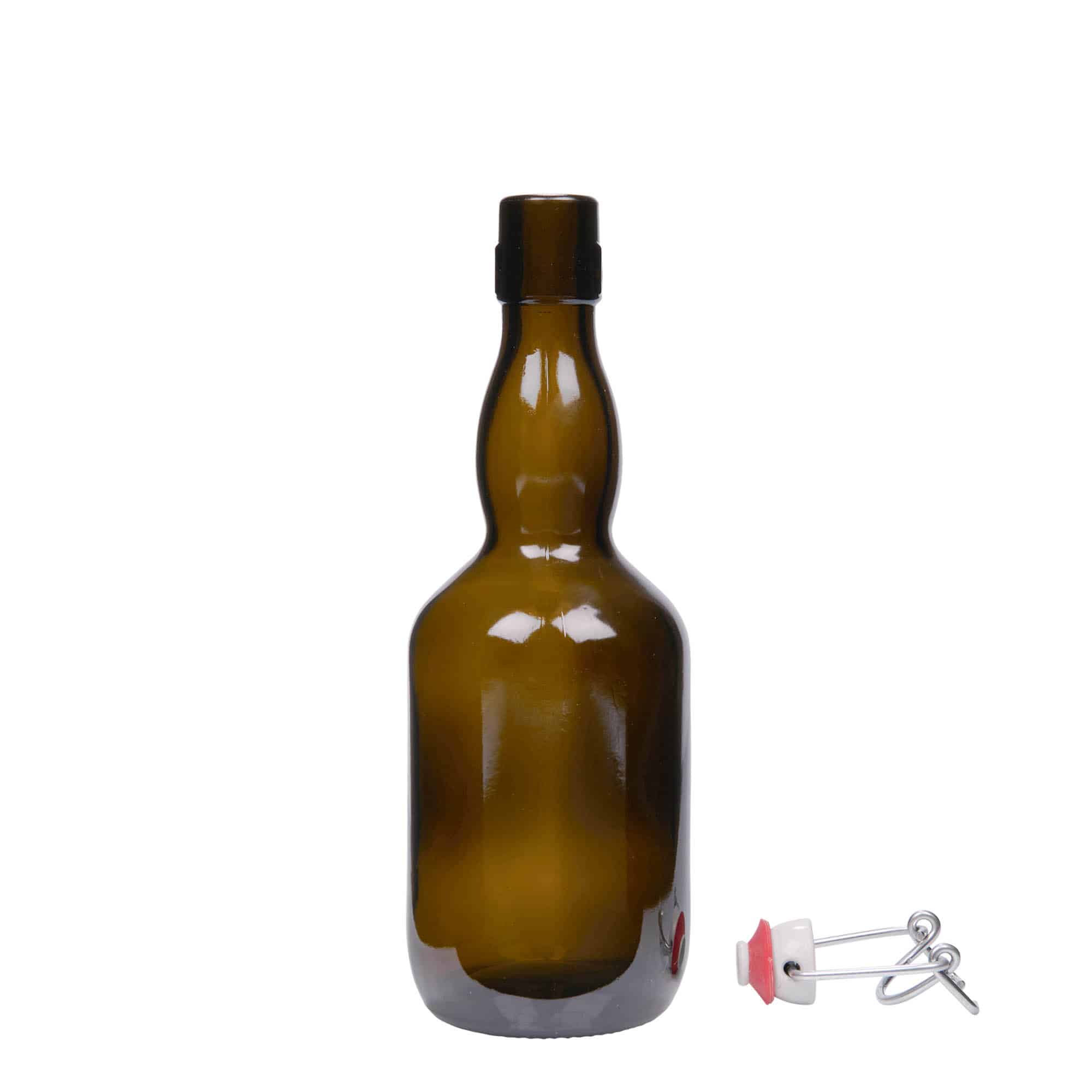 500 ml-es belga sörösüveg, üveg, antikzöld, szájnyílás: csatos zár